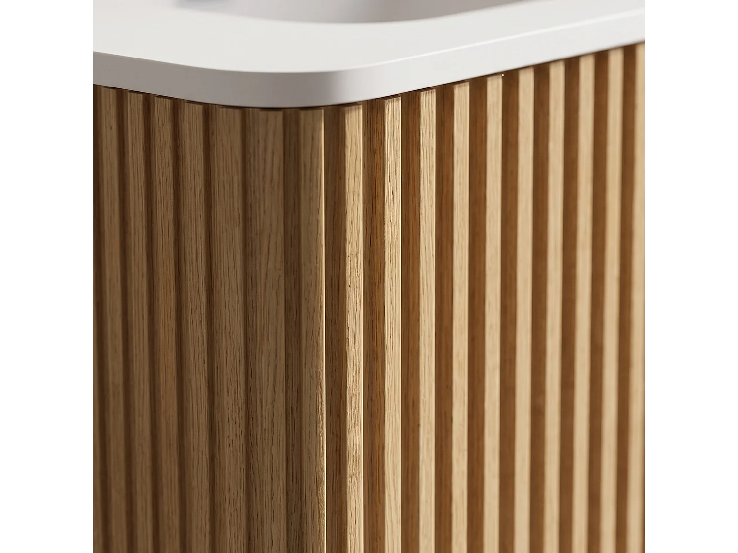 Mobile bagno sospeso (81 cm) con lavabo a incasso e cassetto – Finitura naturale chiara