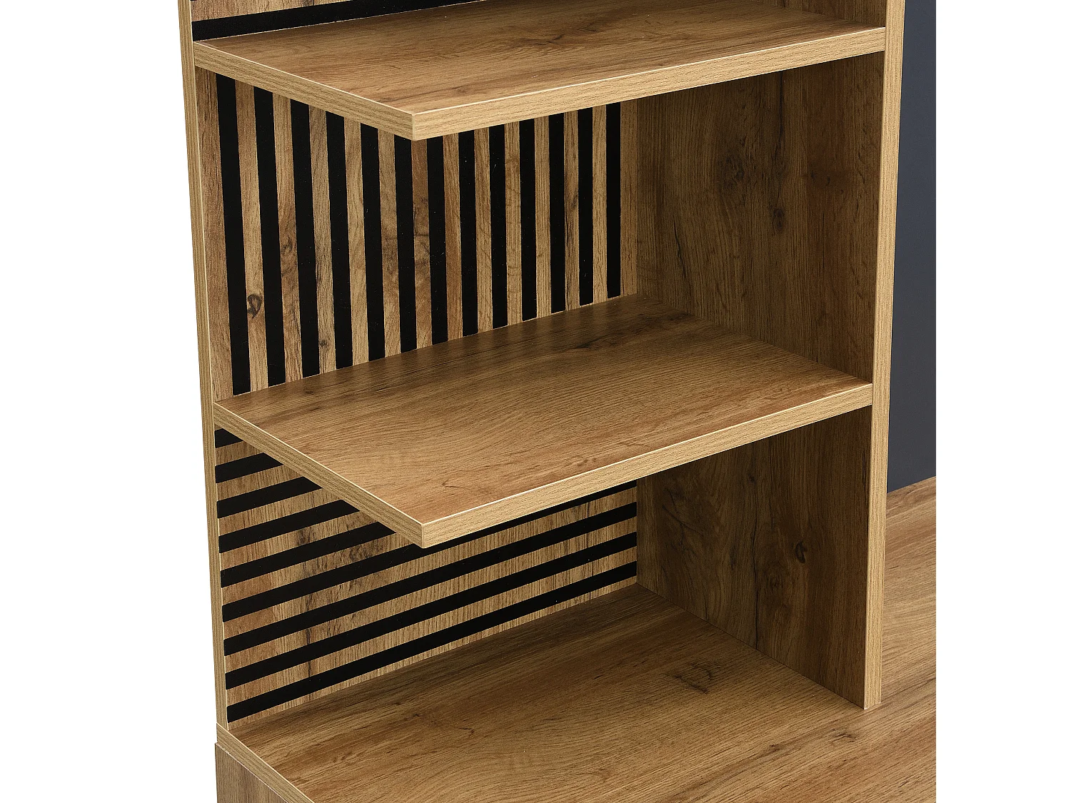 Vestiaire d'entrée avec 2 portes, étagères et crochets - Bois et noir