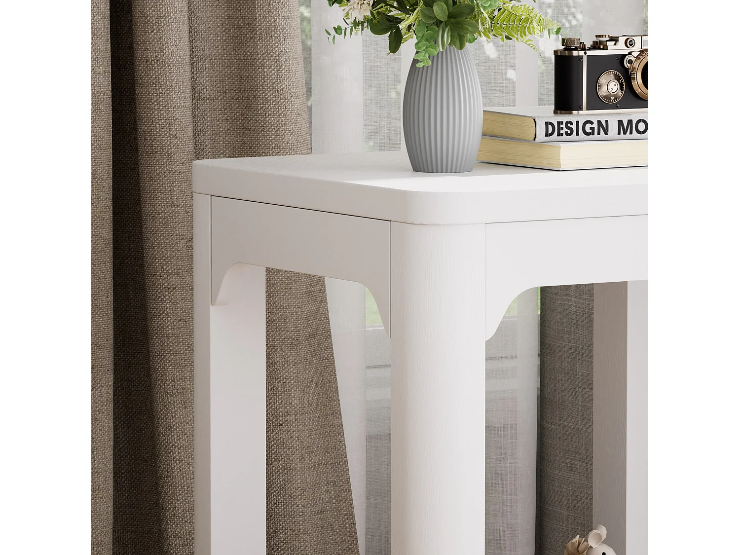 Lot de 2 tables d'appoint blanc avec rangement - H 60 cm