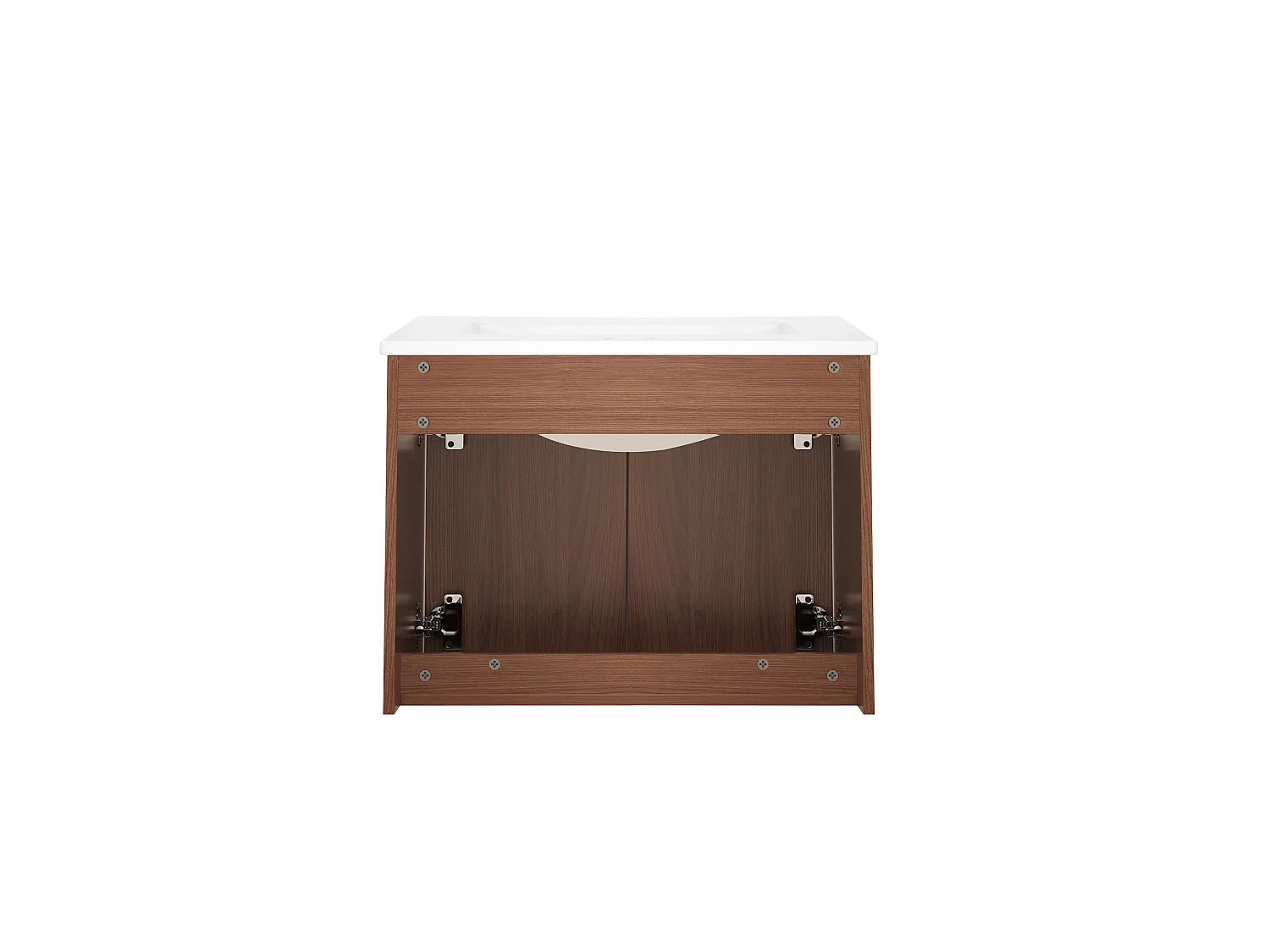 Mobiletto da bagno sospeso 60,8 cm con lavabo in ceramica - Marrone rossastro
