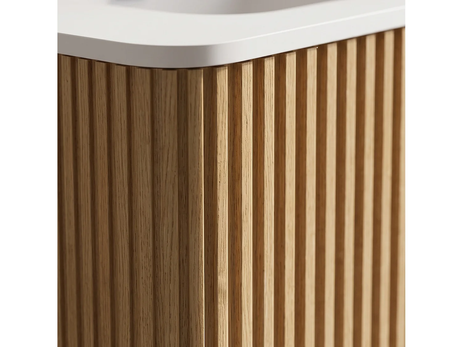 Mobile bagno sospeso con lavabo a incasso e cassetto – Finitura naturale chiara – 61 cm
