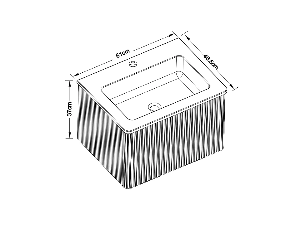 Mobile bagno sospeso con lavabo a incasso e cassetto – Finitura naturale chiara – 61 cm
