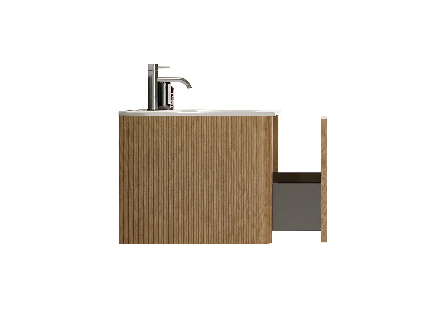 Mobile bagno sospeso con lavabo a incasso e cassetto – Finitura naturale chiara – 61 cm