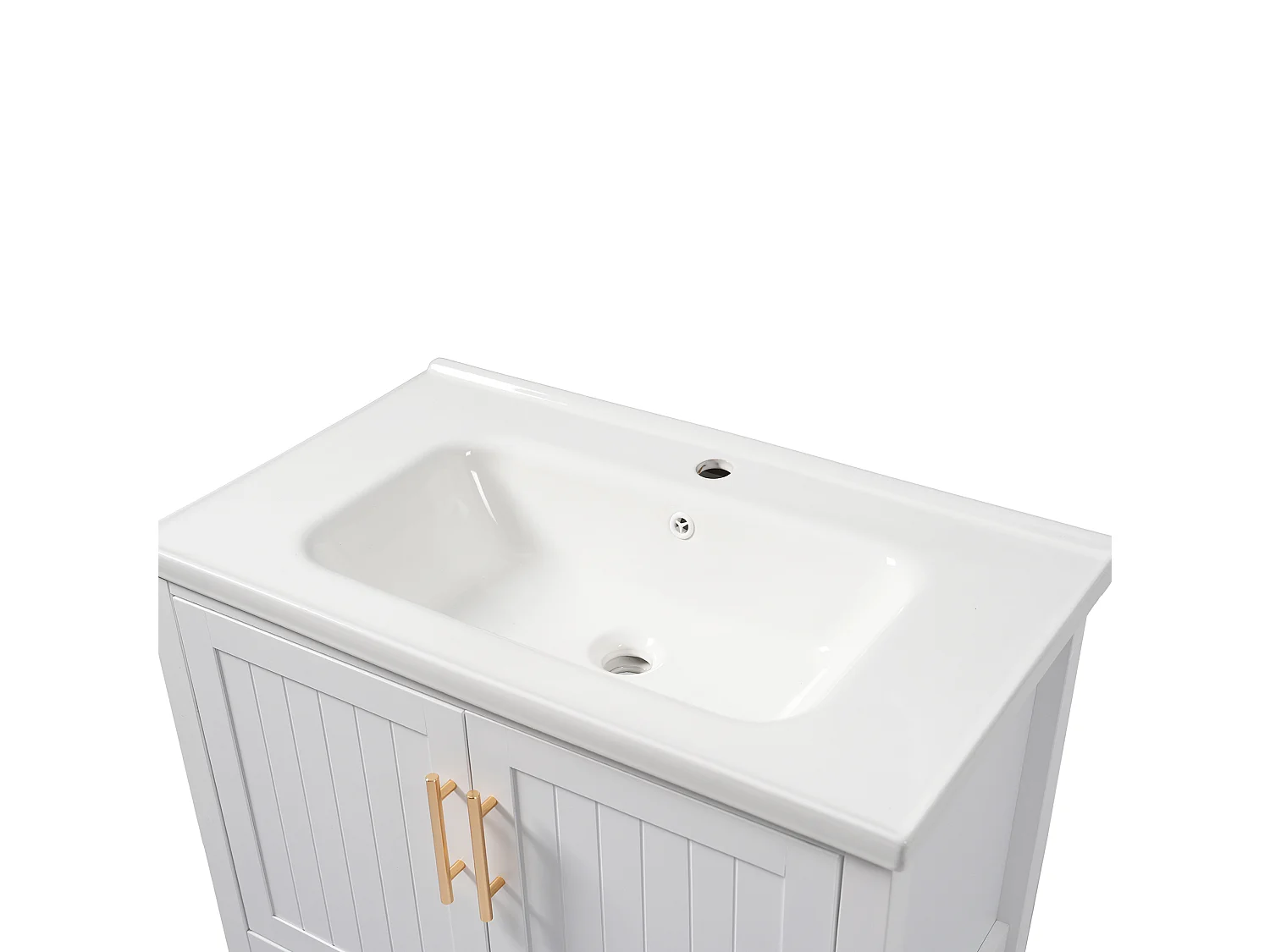 Mobile lavabo bianco con lavabo in ceramica e 2 ante