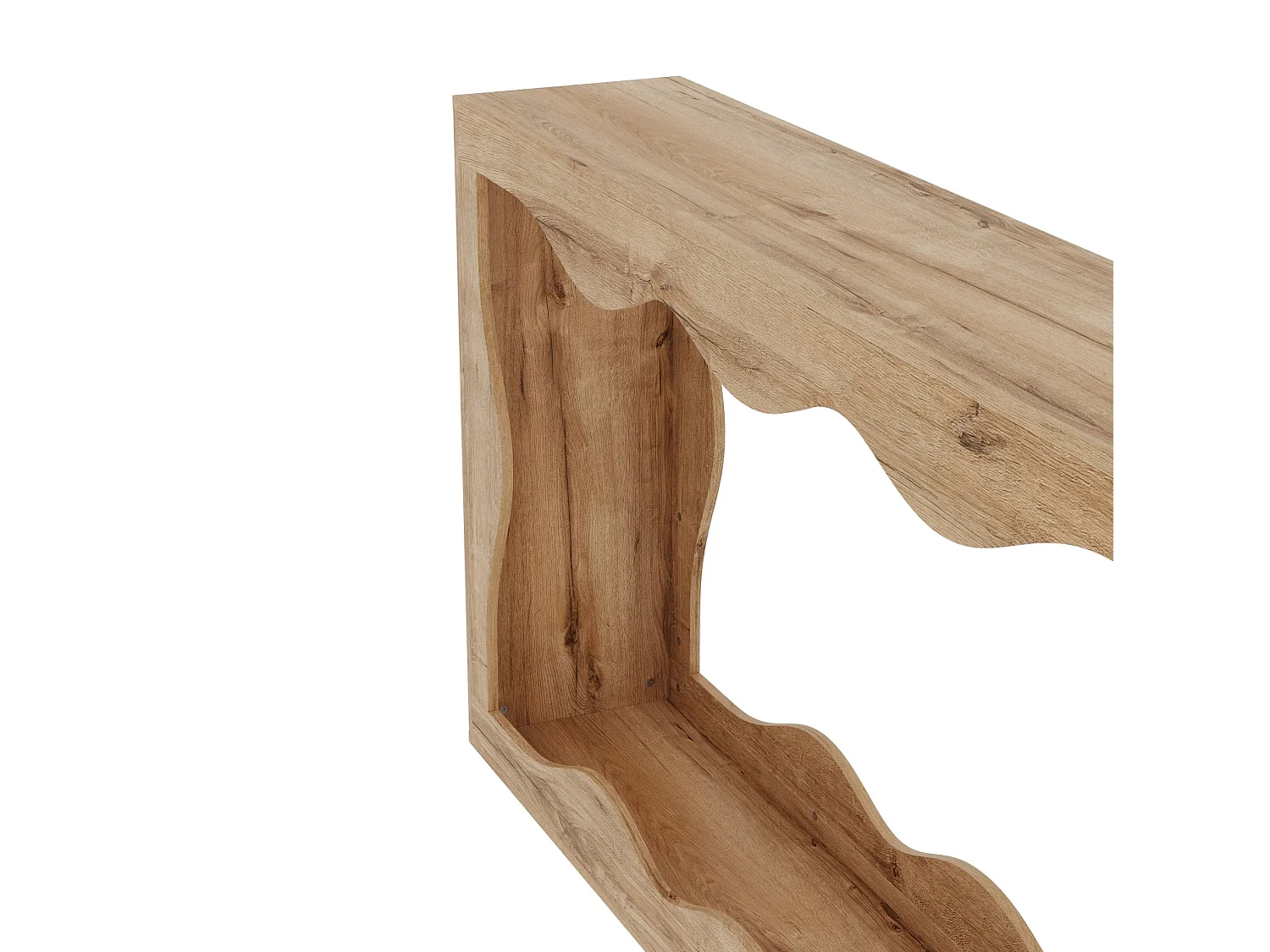 Open consoletafel met 2 niveaus voor de hal, natuurlijke houtlook