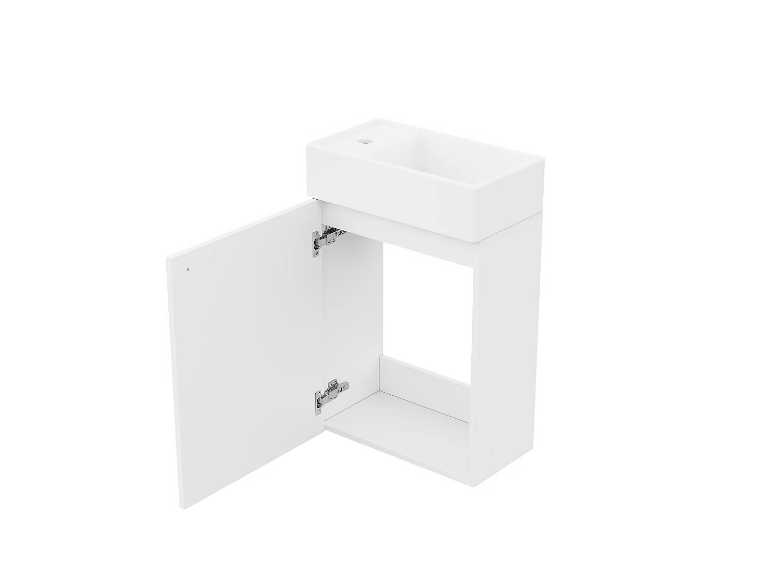Meuble de salle de bain suspendu 41 x 23 x 62.5 cm avec vasque à encastrer - Blanc