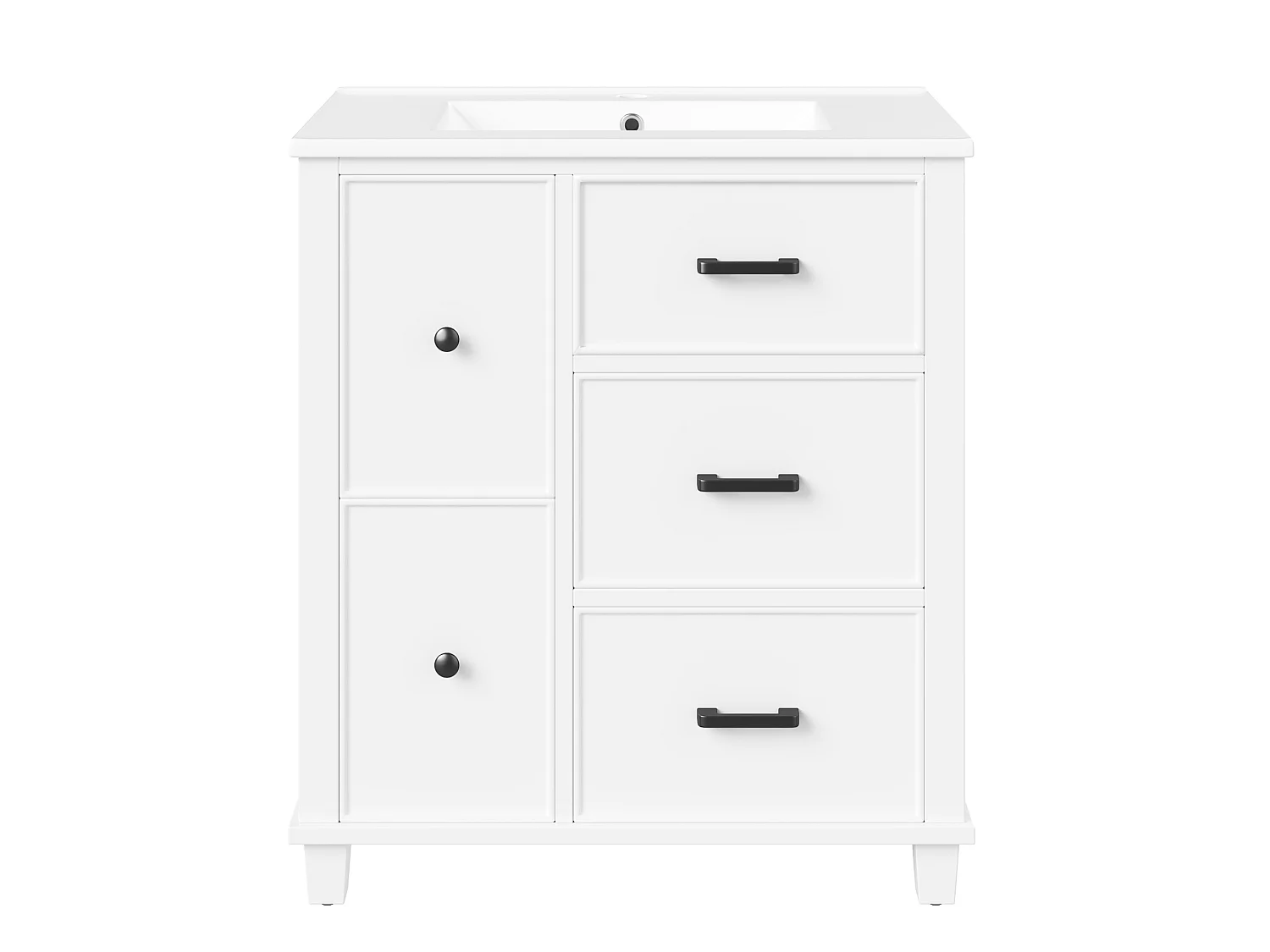 Badkamermeubel met 4 lades en ingebouwde wasbak - Wit 76,5 x 47 x 83,5 cm