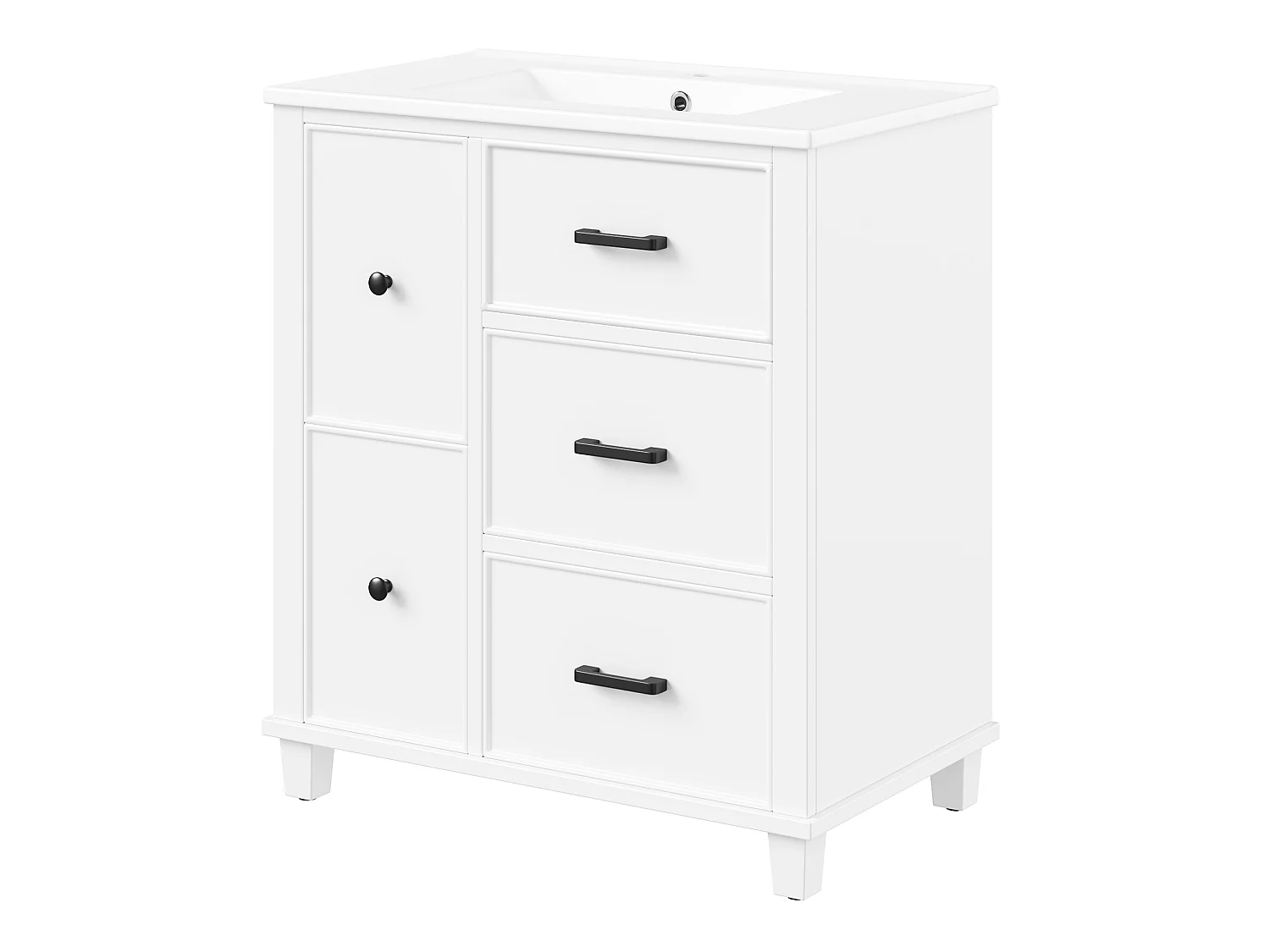 Badkamermeubel met 4 lades en ingebouwde wasbak - Wit 76,5 x 47 x 83,5 cm