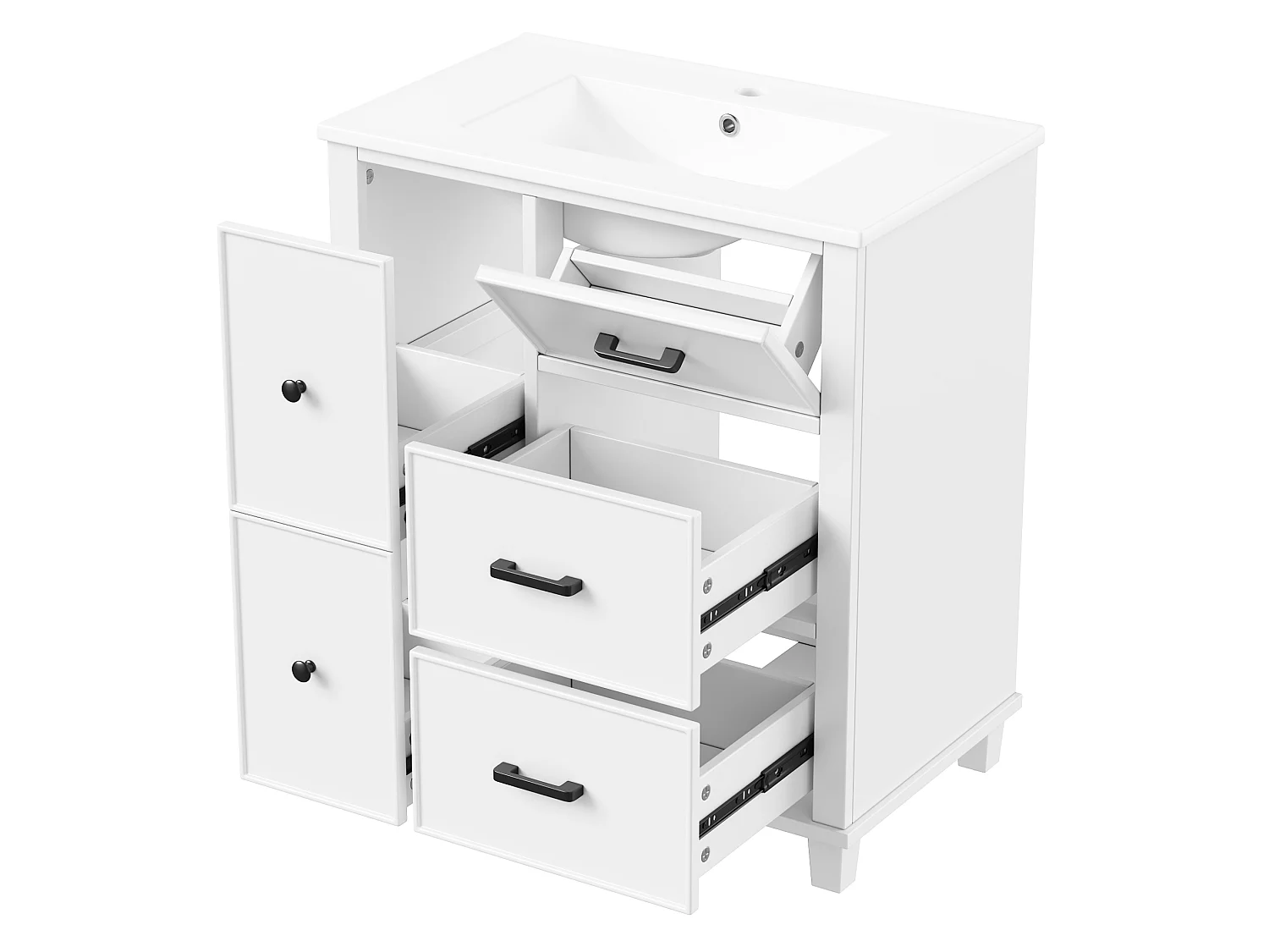 Badkamermeubel met 4 lades en ingebouwde wasbak - Wit 76,5 x 47 x 83,5 cm