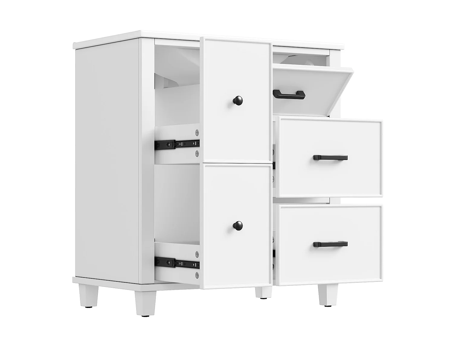 Badkamermeubel met 4 lades en ingebouwde wasbak - Wit 76,5 x 47 x 83,5 cm
