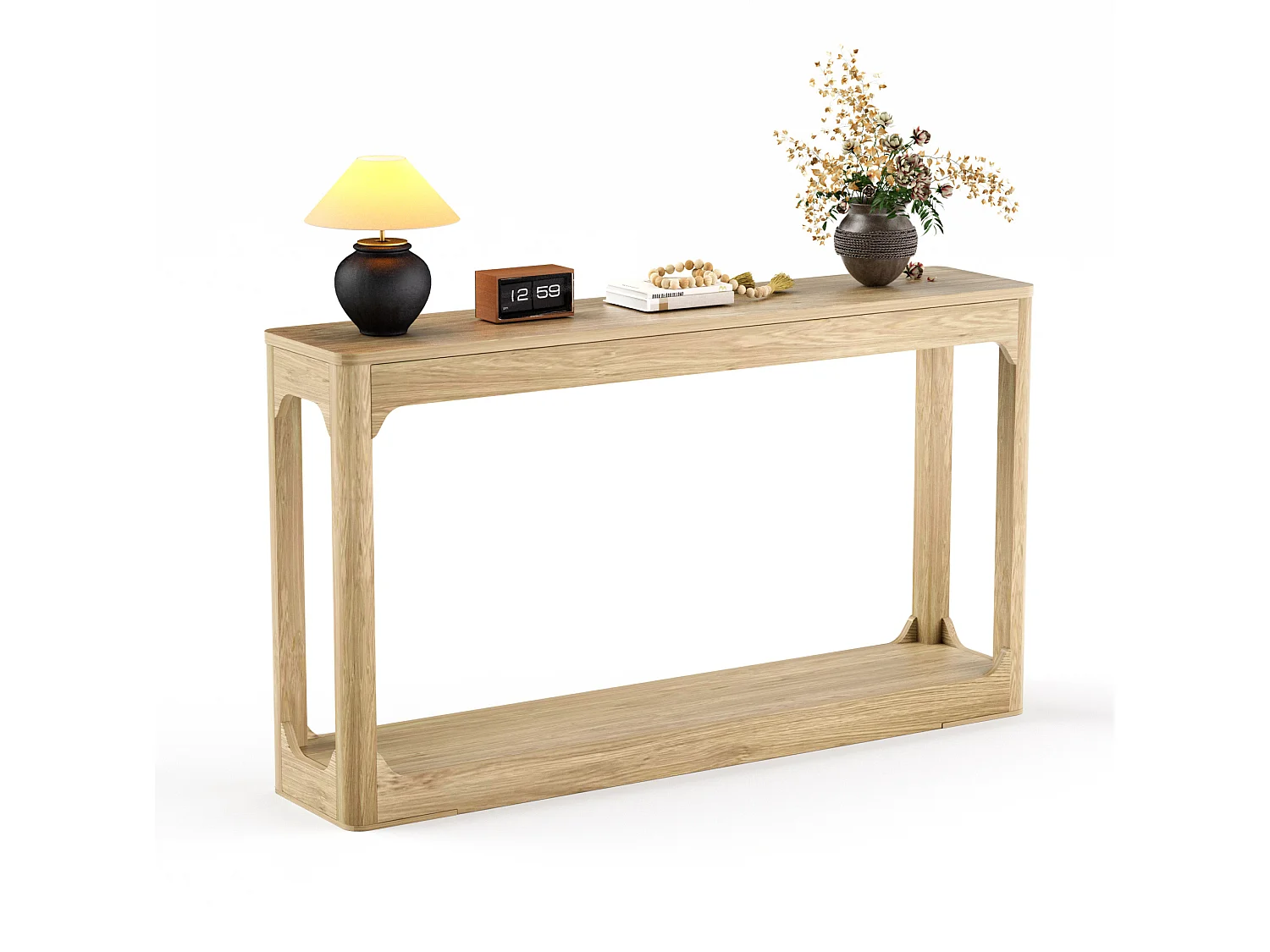Consolle in legno naturale 140x30 cm con vano contenitore - Stile moderno