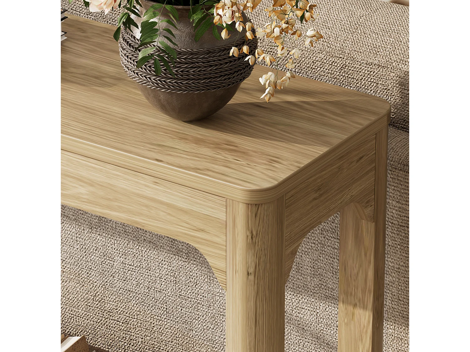 Consolle in legno naturale 140x30 cm con vano contenitore - Stile moderno