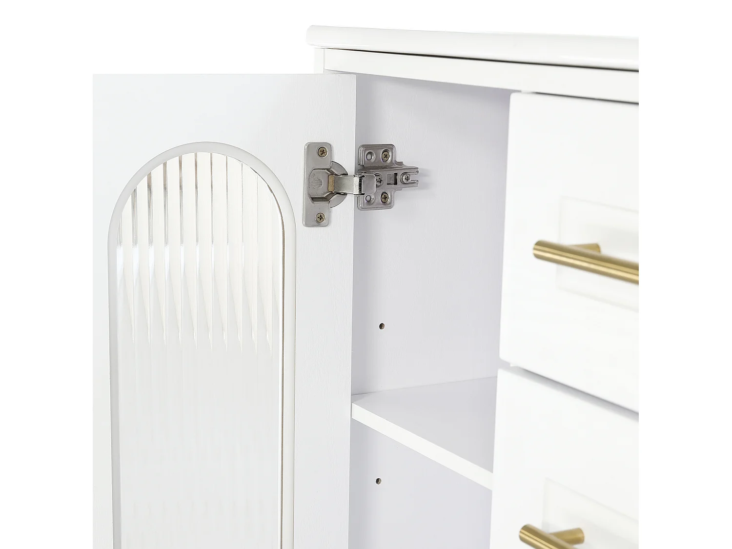 Hangend badkamermeubel van 76 cm met inbouwwastafel – 3 lades en 2 deuren – Wit