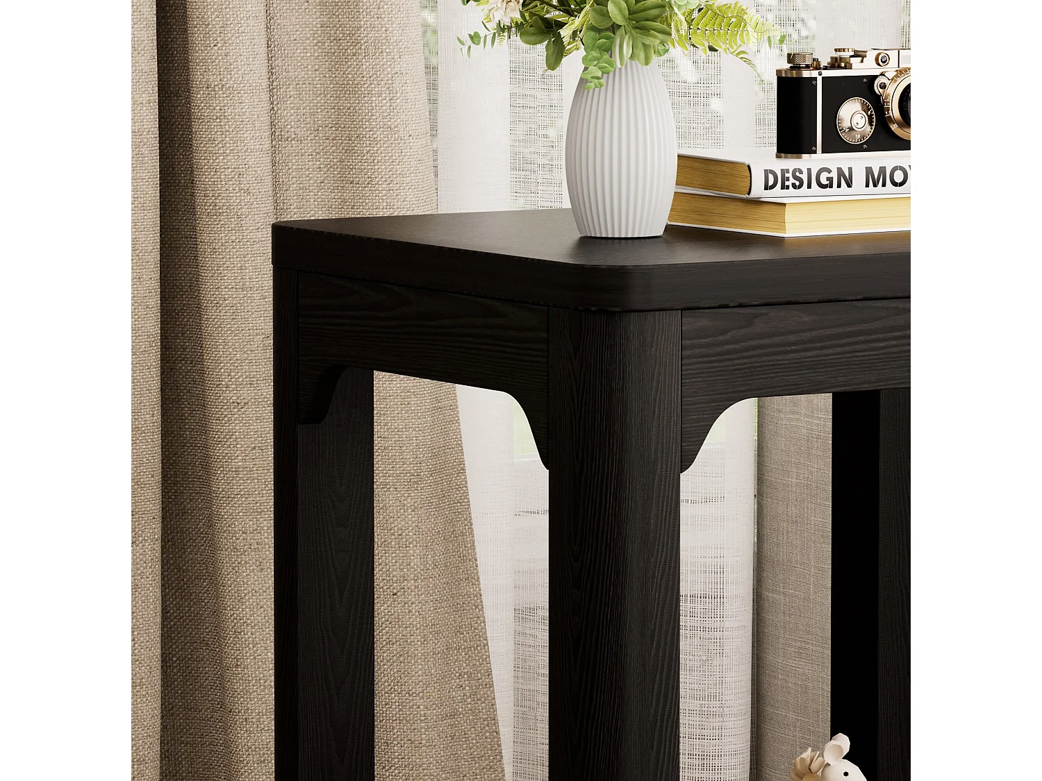 Lot de 2 tables d'appoint noir avec rangement - H 60 cm