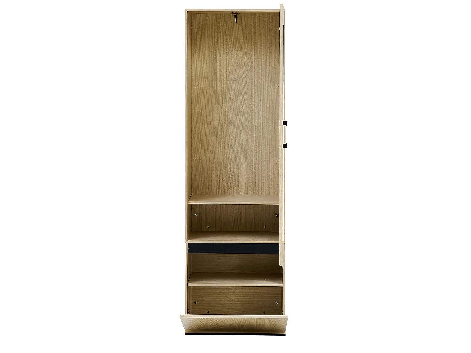 Armoire étroite avec miroir et tringle extensible – Naturel clair