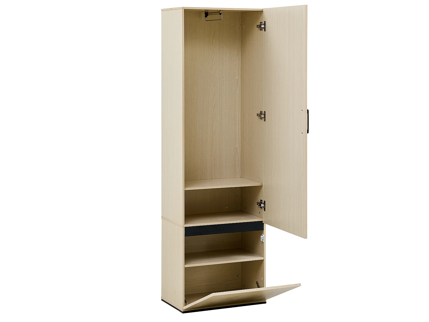 Armoire étroite avec miroir et tringle extensible – Naturel clair