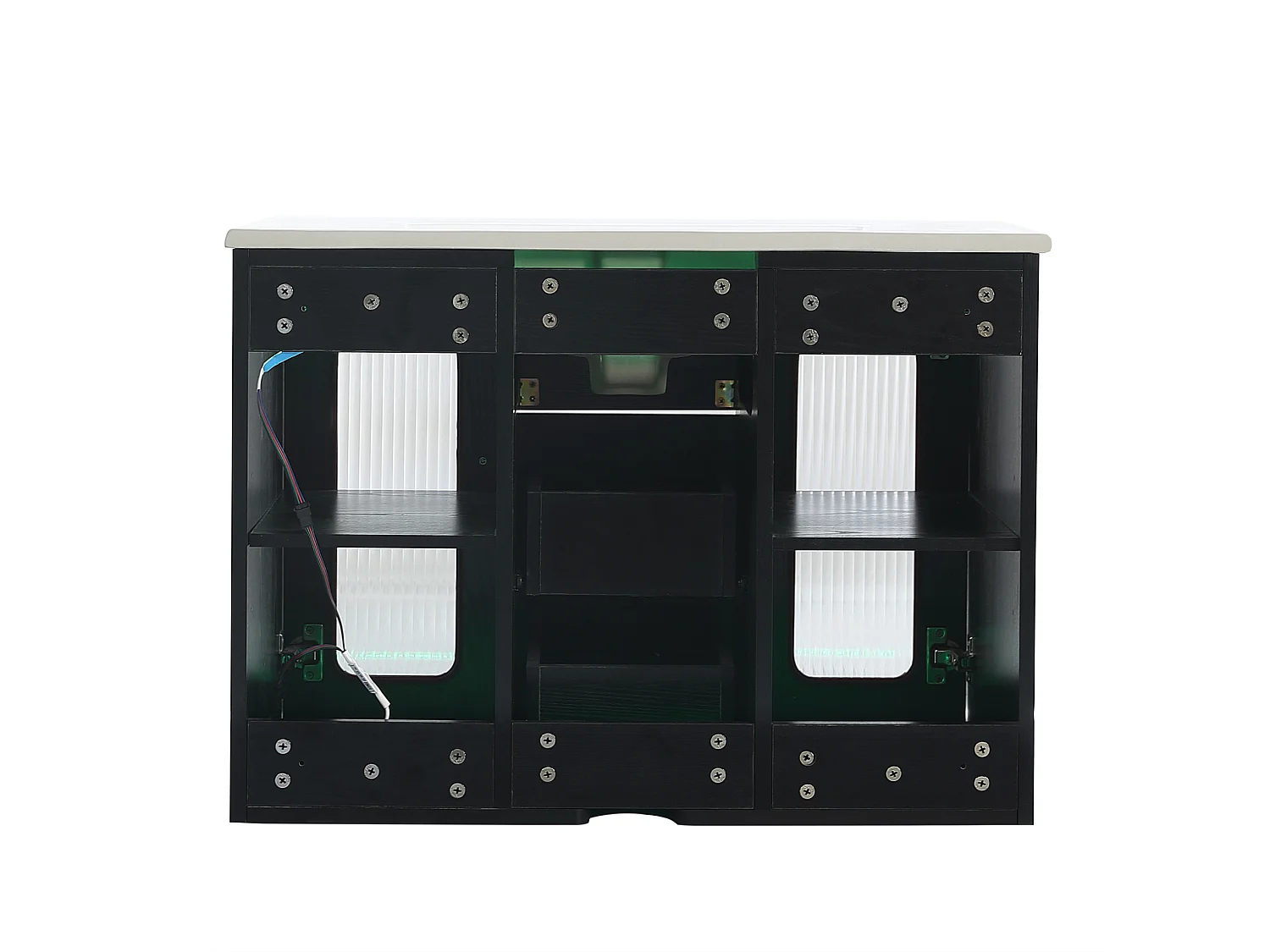 Mobile bagno sospeso da 76 cm con lavabo a incasso – 3 cassetti e 2 ante – Nero