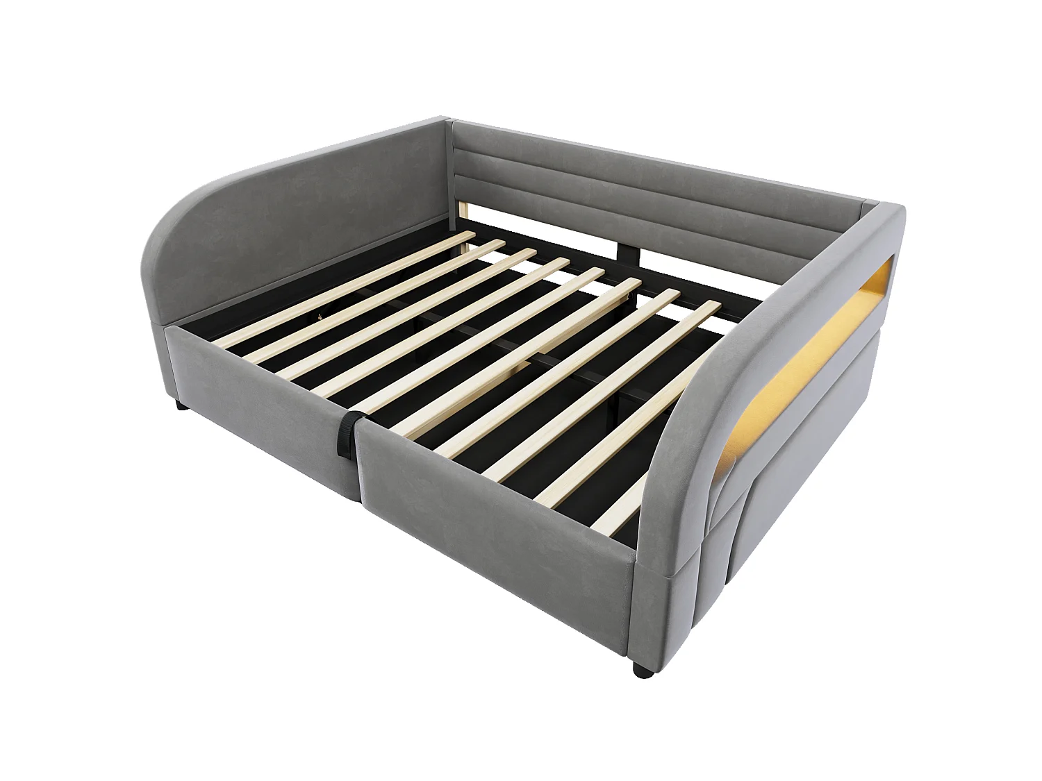 Lit coffre adulte 140x200 cm avec éclairage LED - Gris