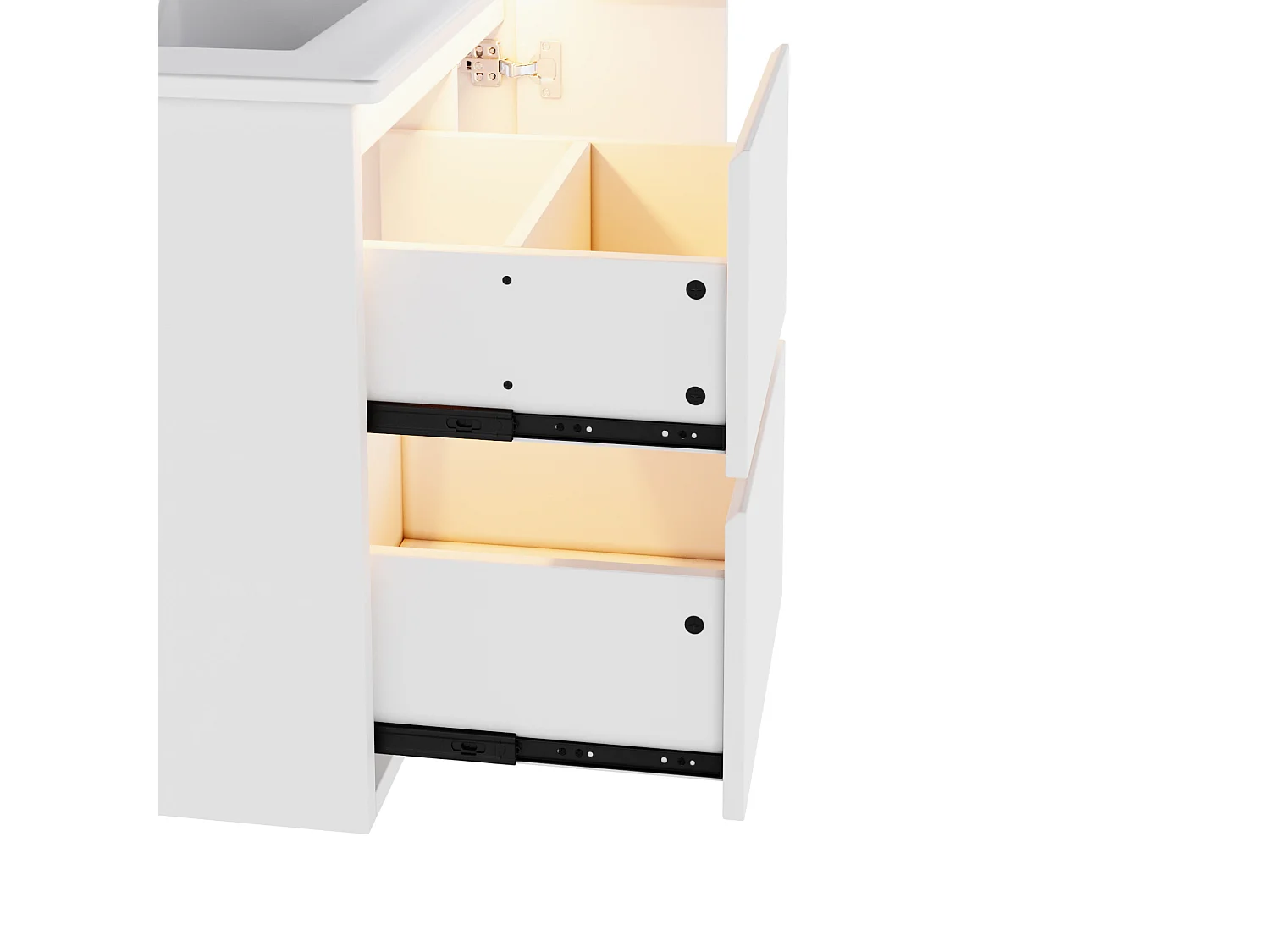 Wandgemonteerd badkamermeubel met LED-verlichting en ingebouwde wastafel - Wit