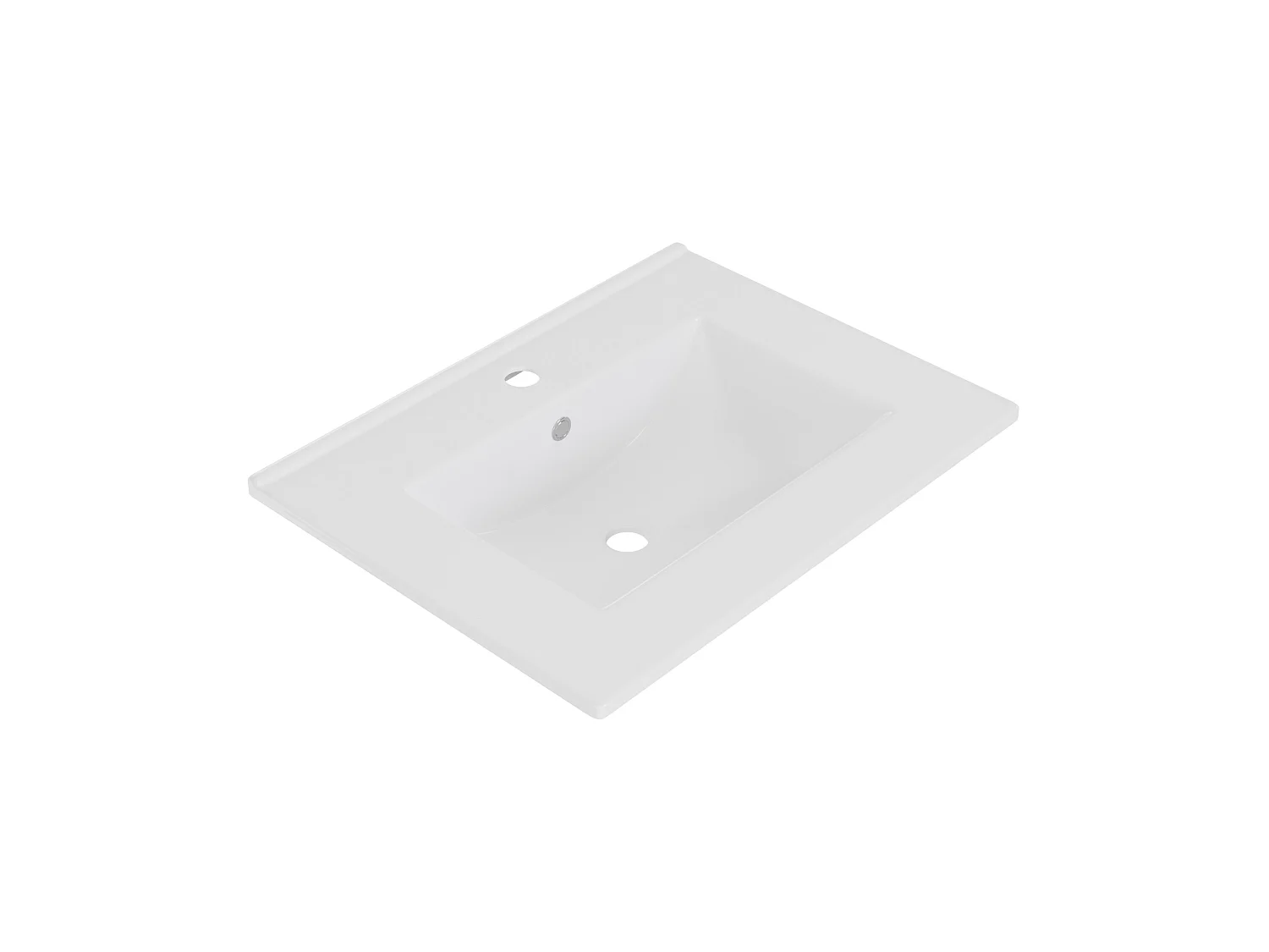 Wandgemonteerd badkamermeubel met LED-verlichting en ingebouwde wastafel - Wit