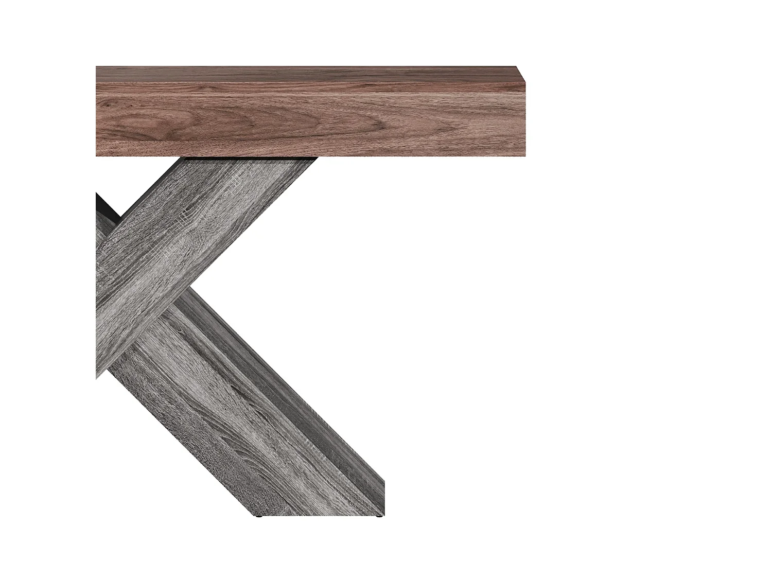 Mesa consola com pés em X - Aparência em madeira - Castanho e madeira