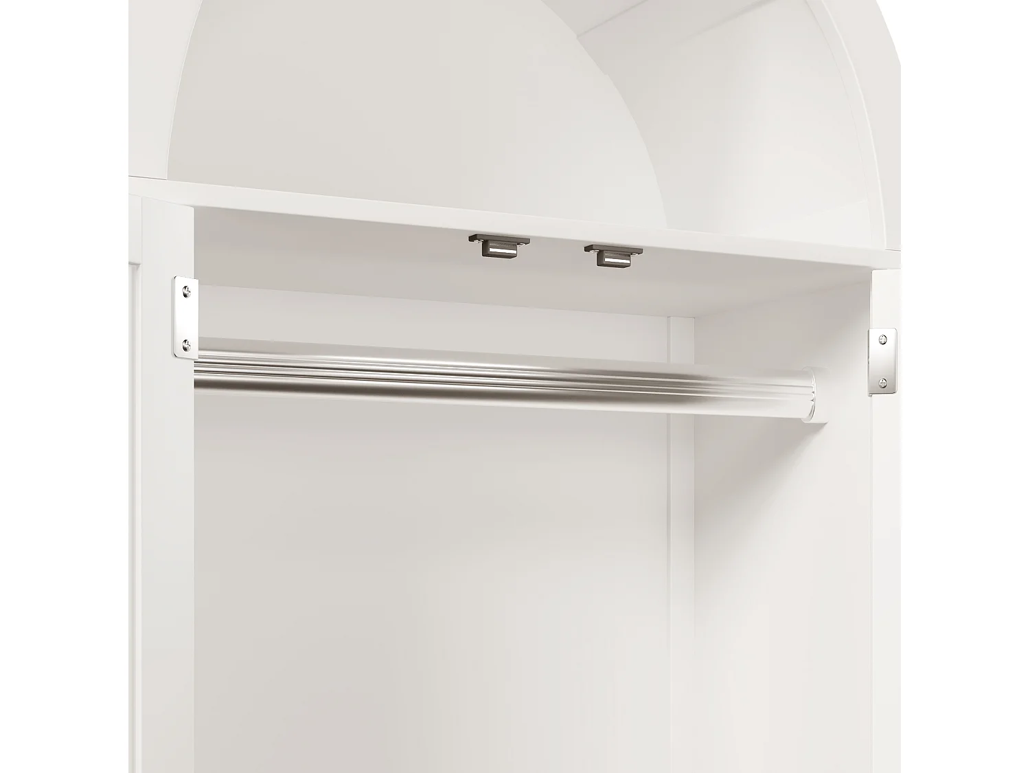 Armoire blanche 181 cm, avec portes en rotin, 2 tiroirs, penderie, design scandinave