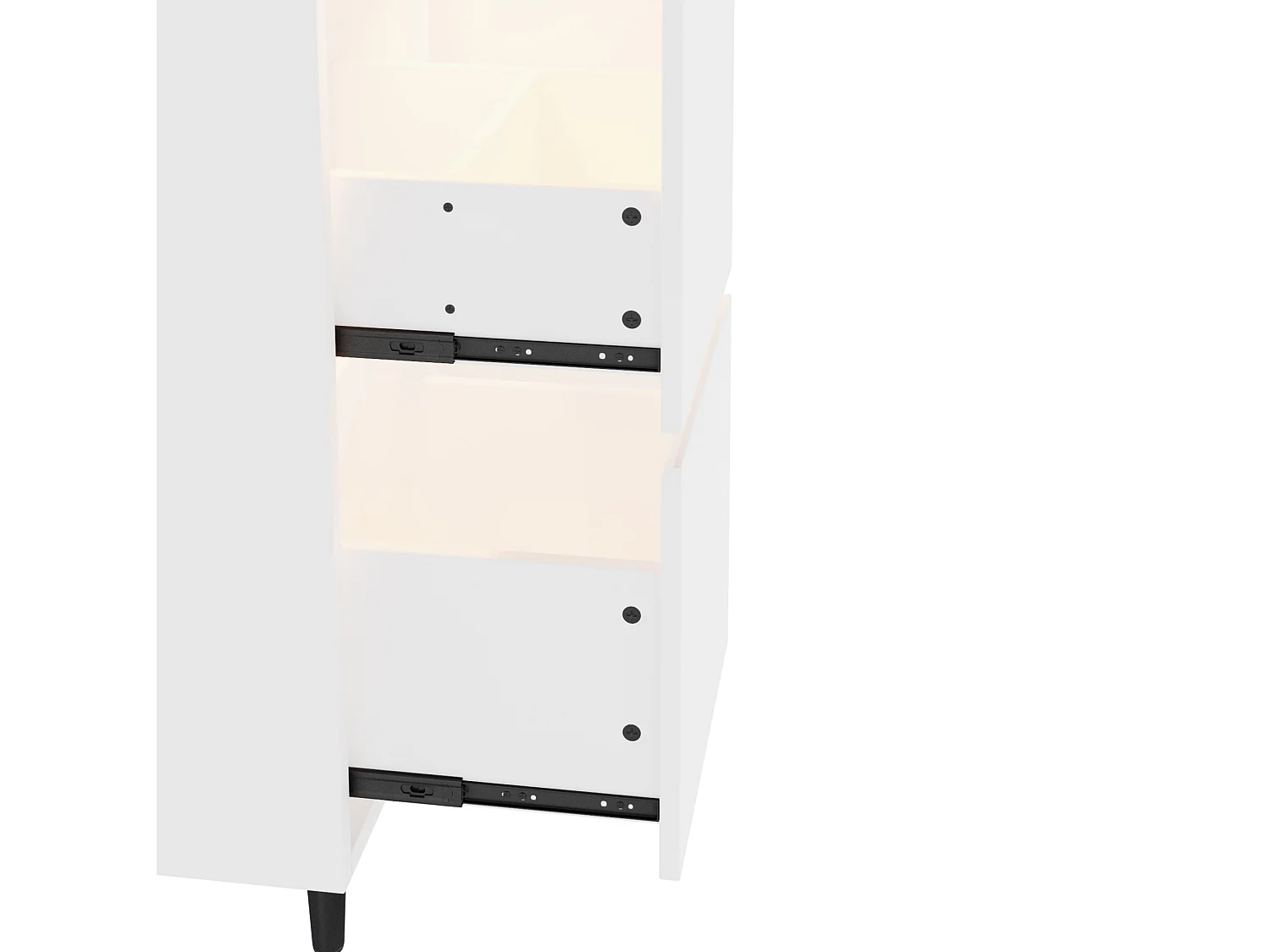 Vrijstaand badkamermeubel van 61 cm met ingebouwde wastafel, LED-verlichting en 2 lades - Wit
