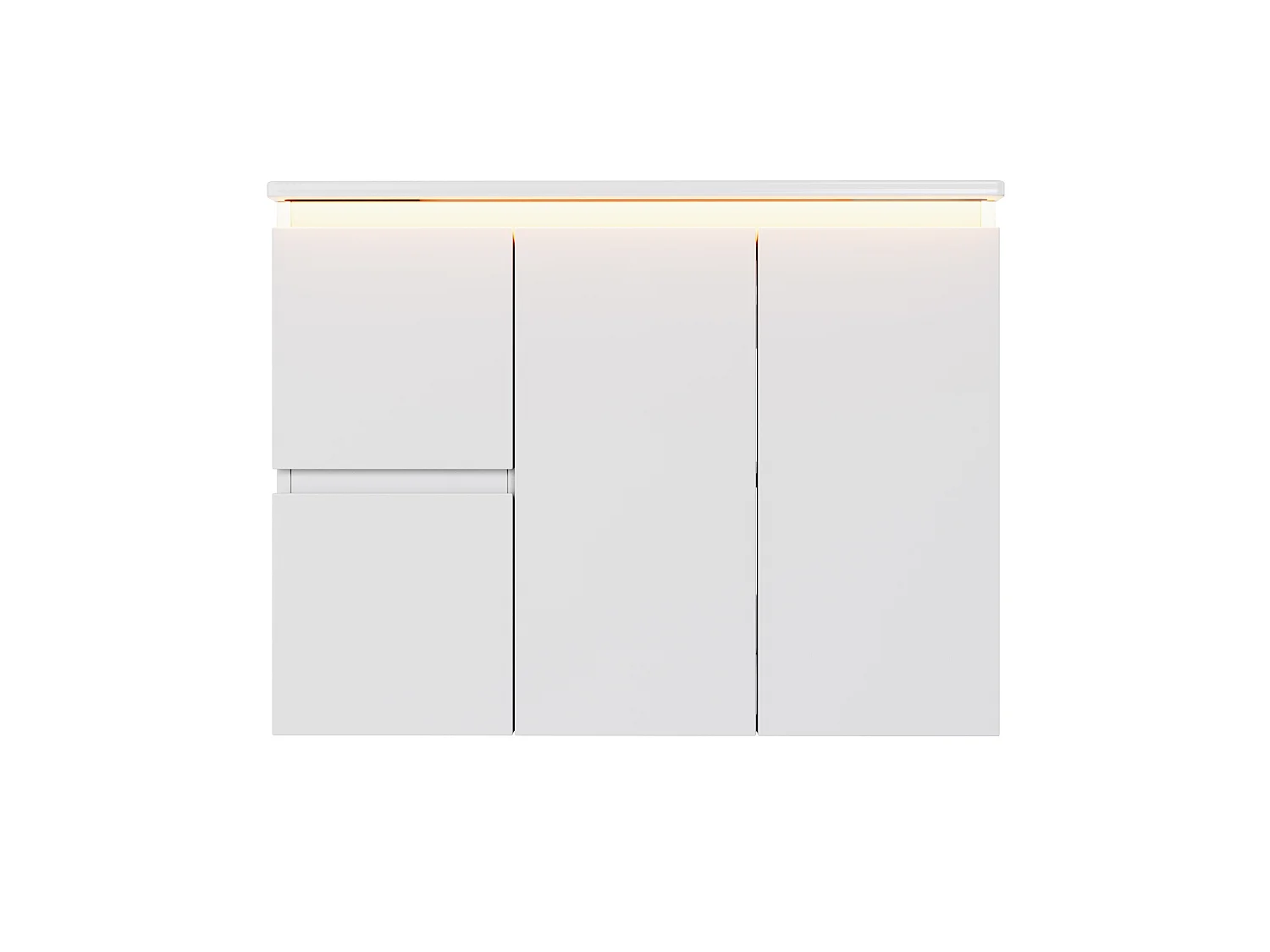 Wandkast met ingebouwde wastafel - LED-verlichting, 2 deuren en lades - Wit