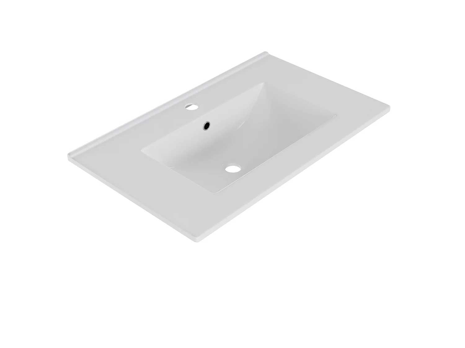 Wandkast met ingebouwde wastafel - LED-verlichting, 2 deuren en lades - Wit