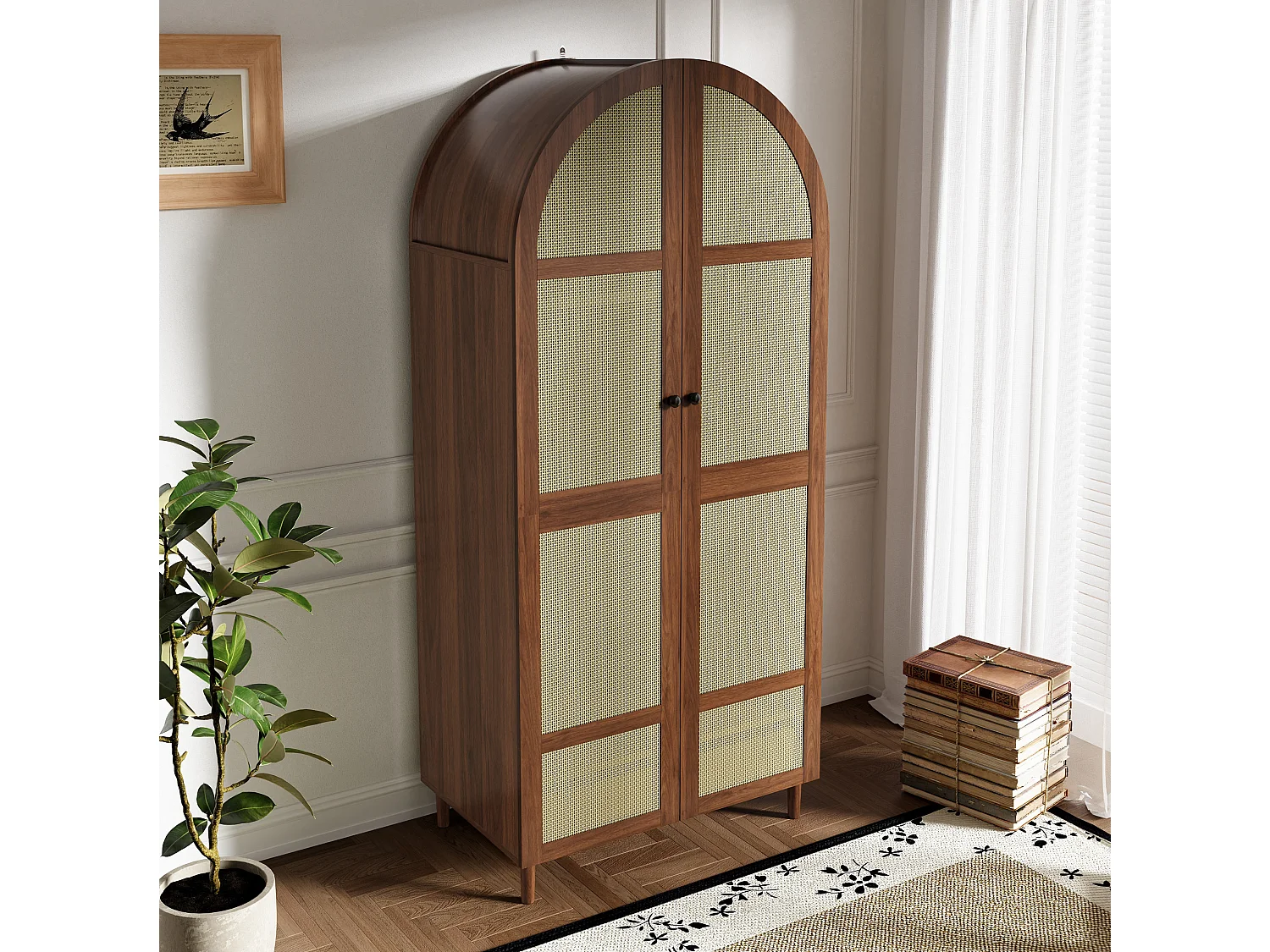 Kledingkast met 2 deuren, kledingstang en lade - Bruin 80 x 50 x 179 cm