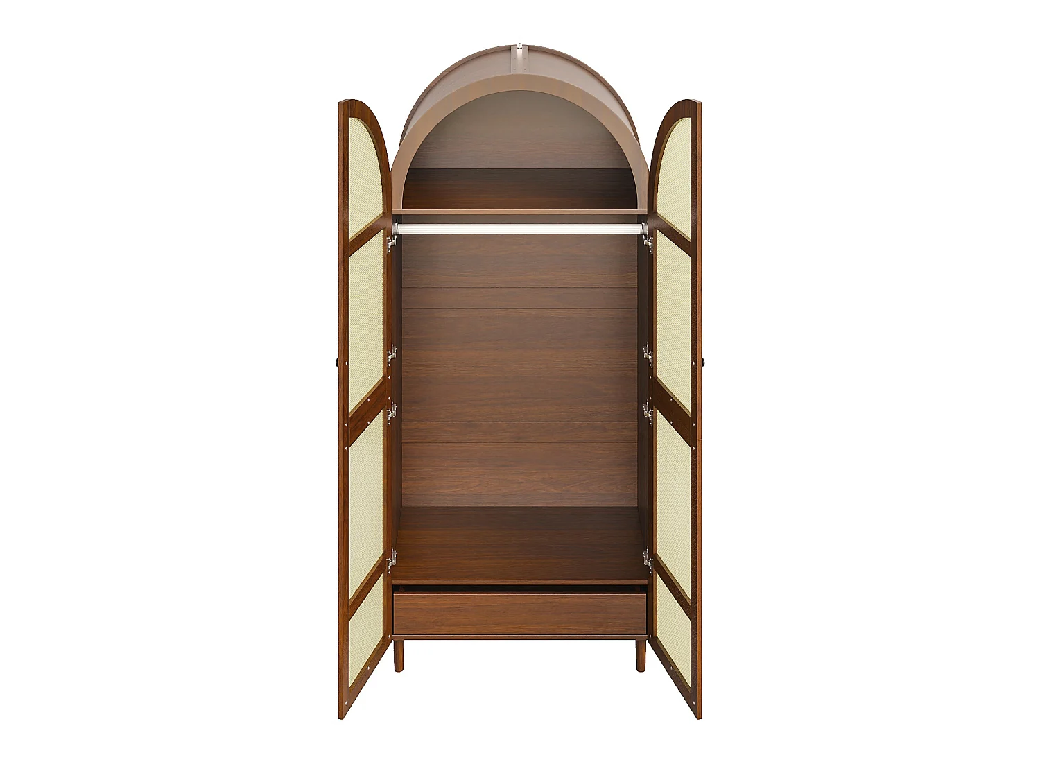 Kledingkast met 2 deuren, kledingstang en lade - Bruin 80 x 50 x 179 cm