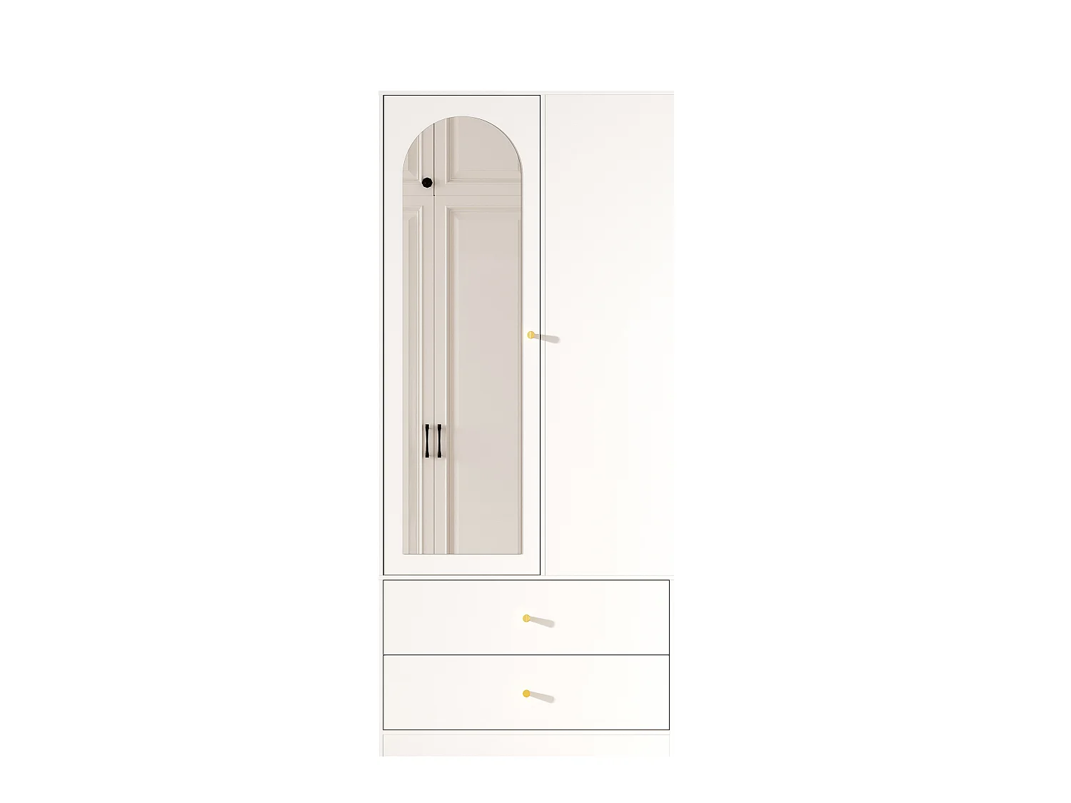 Armoire avec miroir , 2 tiroirs et 1 porte - Blanc 80 × 40 × 180 cm