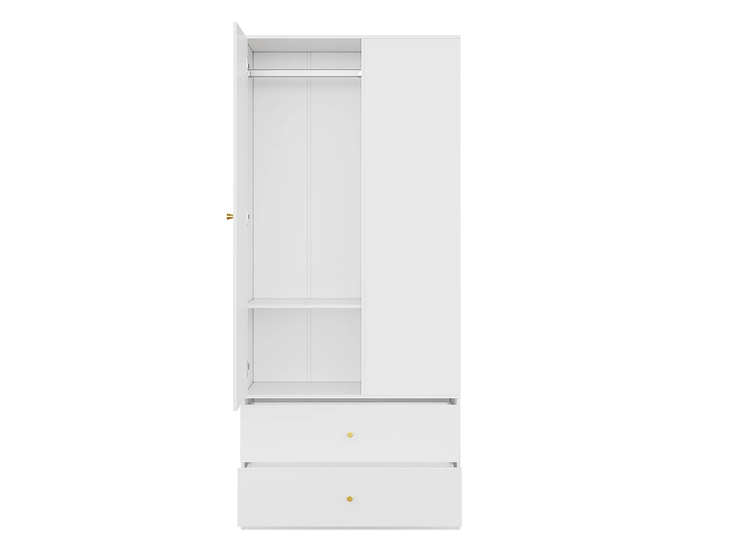 Armoire avec miroir , 2 tiroirs et 1 porte - Blanc 80 × 40 × 180 cm