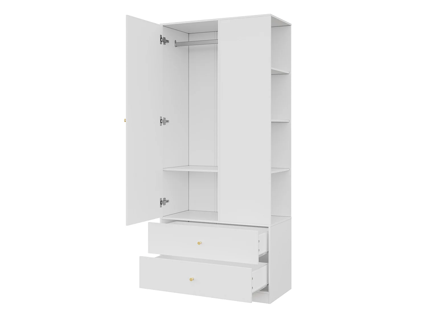 Armoire avec miroir , 2 tiroirs et 1 porte - Blanc 80 × 40 × 180 cm