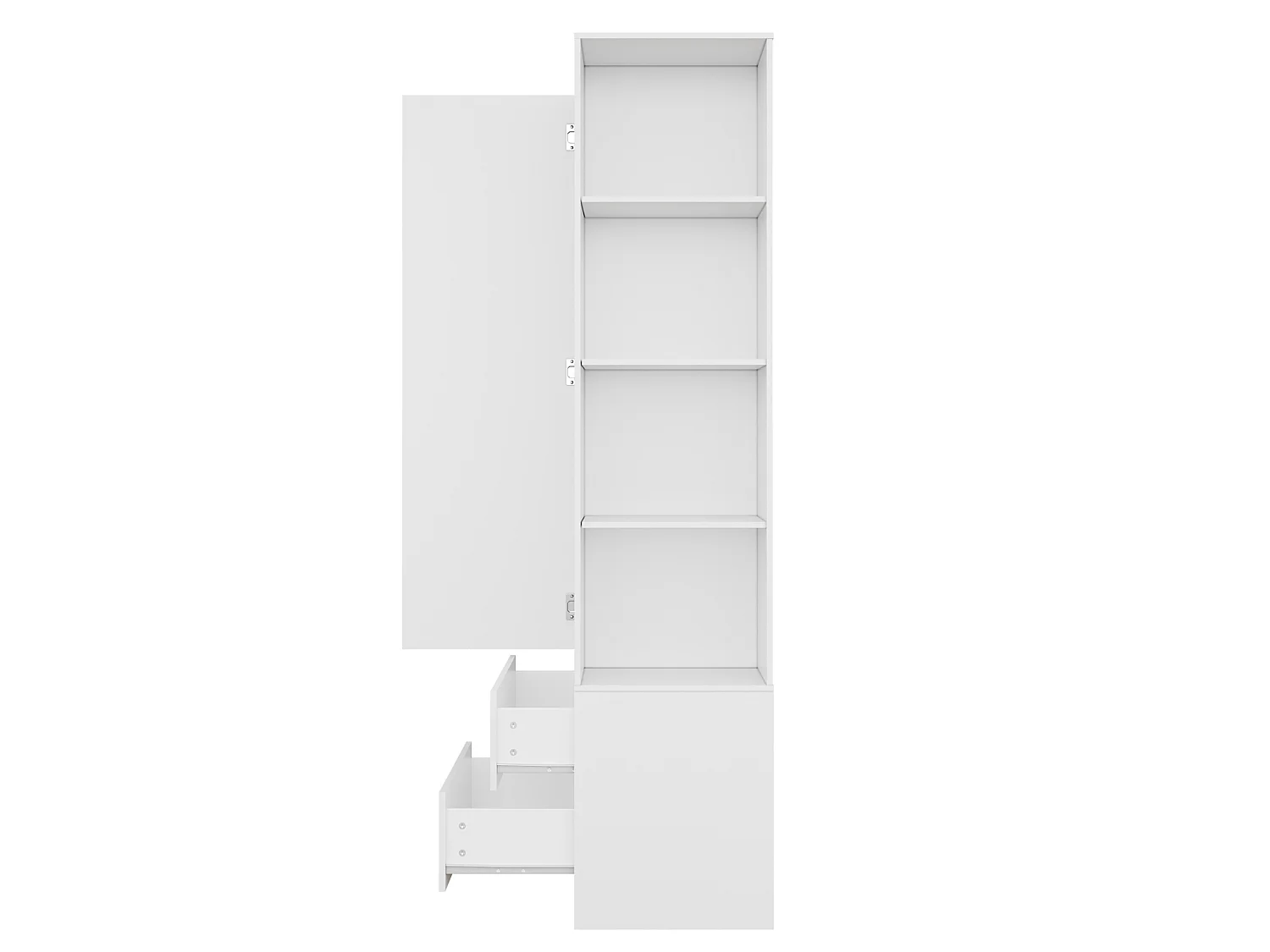 Armoire avec miroir , 2 tiroirs et 1 porte - Blanc 80 × 40 × 180 cm