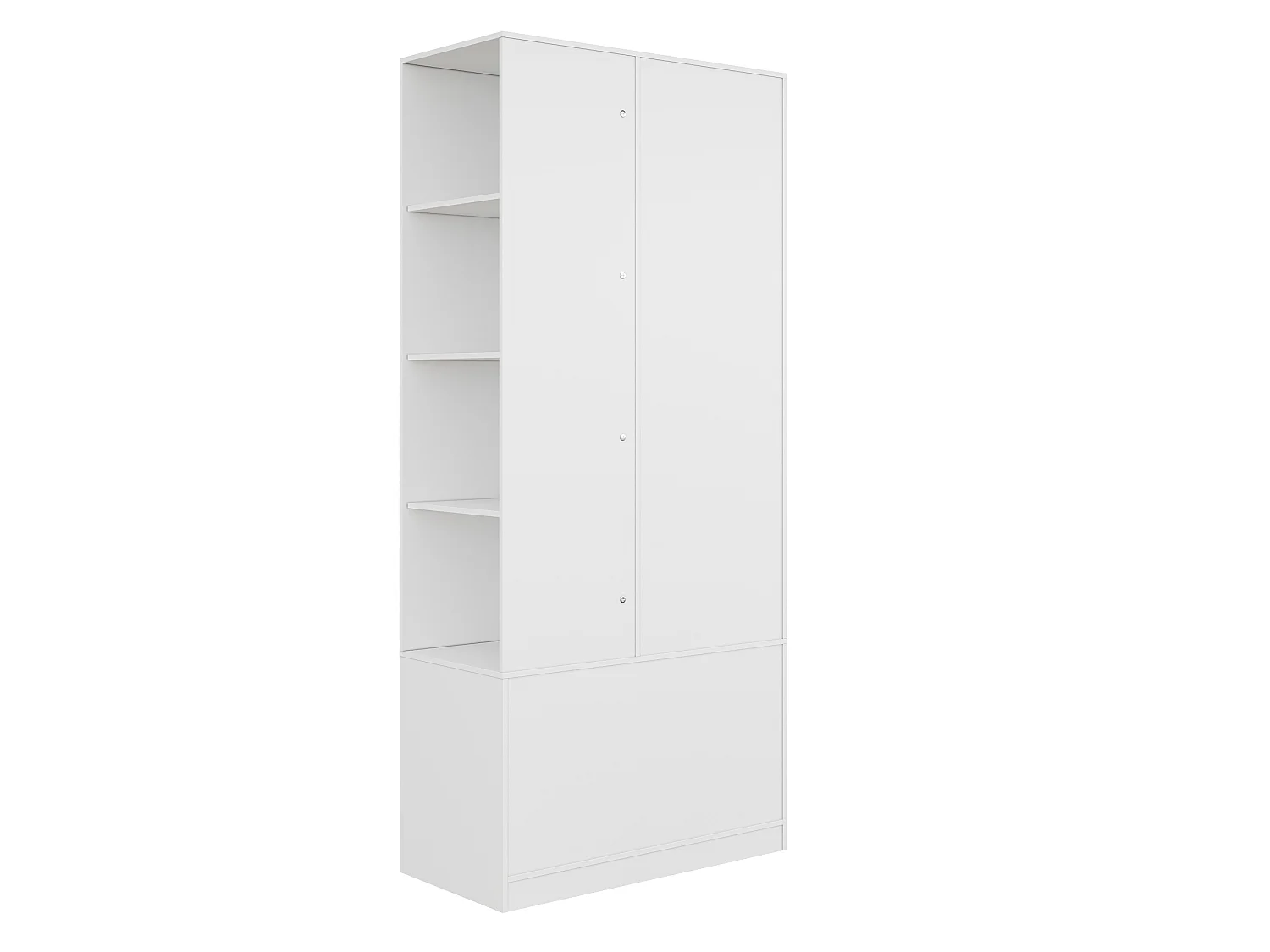 Armoire avec miroir , 2 tiroirs et 1 porte - Blanc 80 × 40 × 180 cm