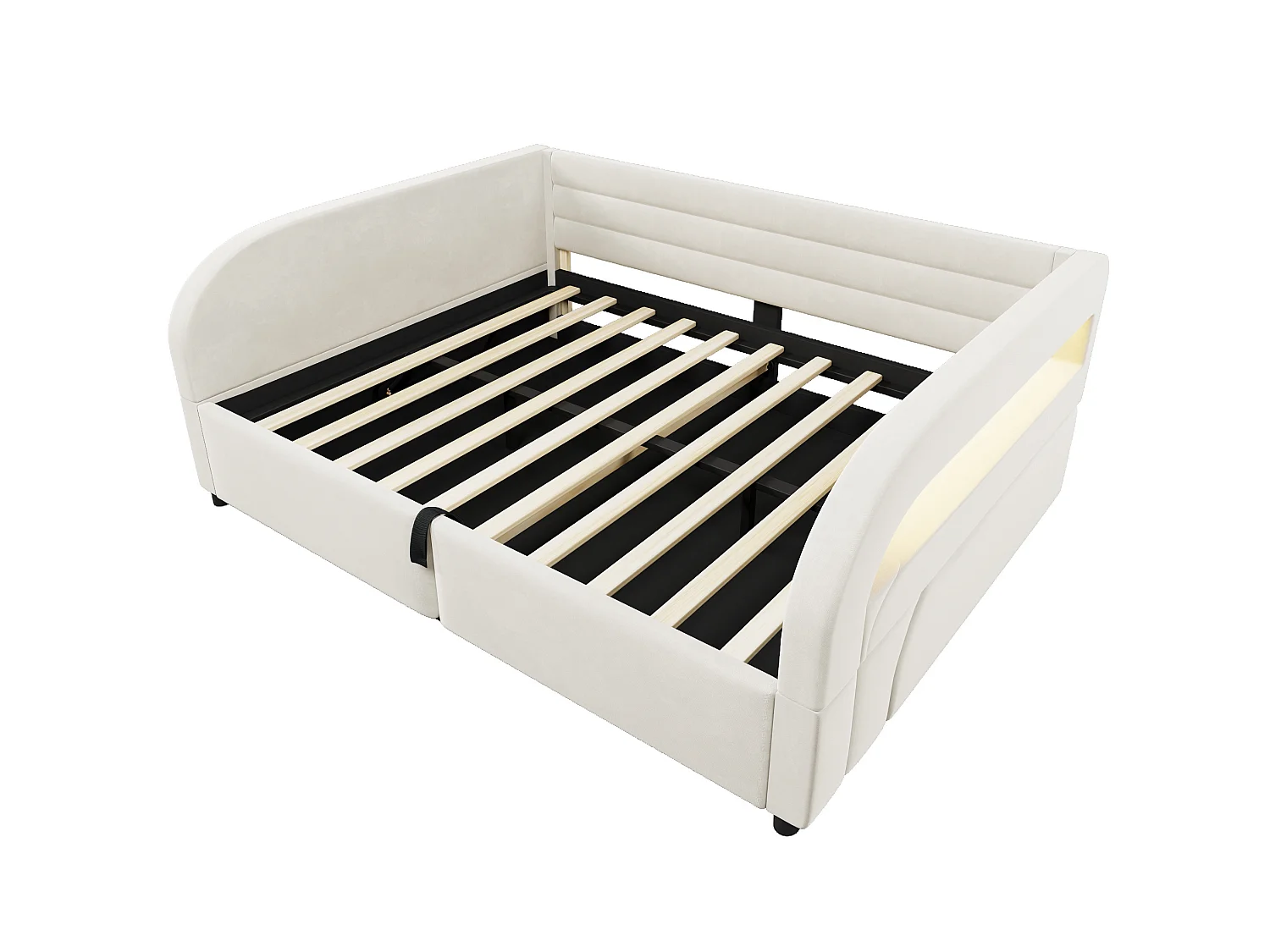 Letto contenitore per adulti 140x200 cm con illuminazione a LED - Beige