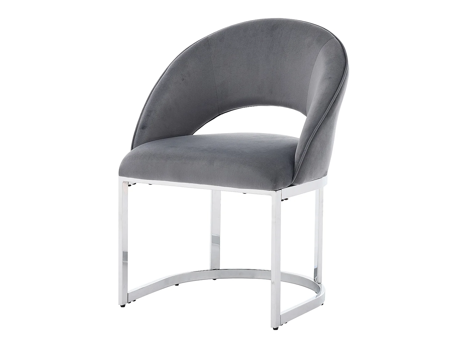 Lot de 4 chaises en tissu bouclé - Style moderne - Gris et argenté
