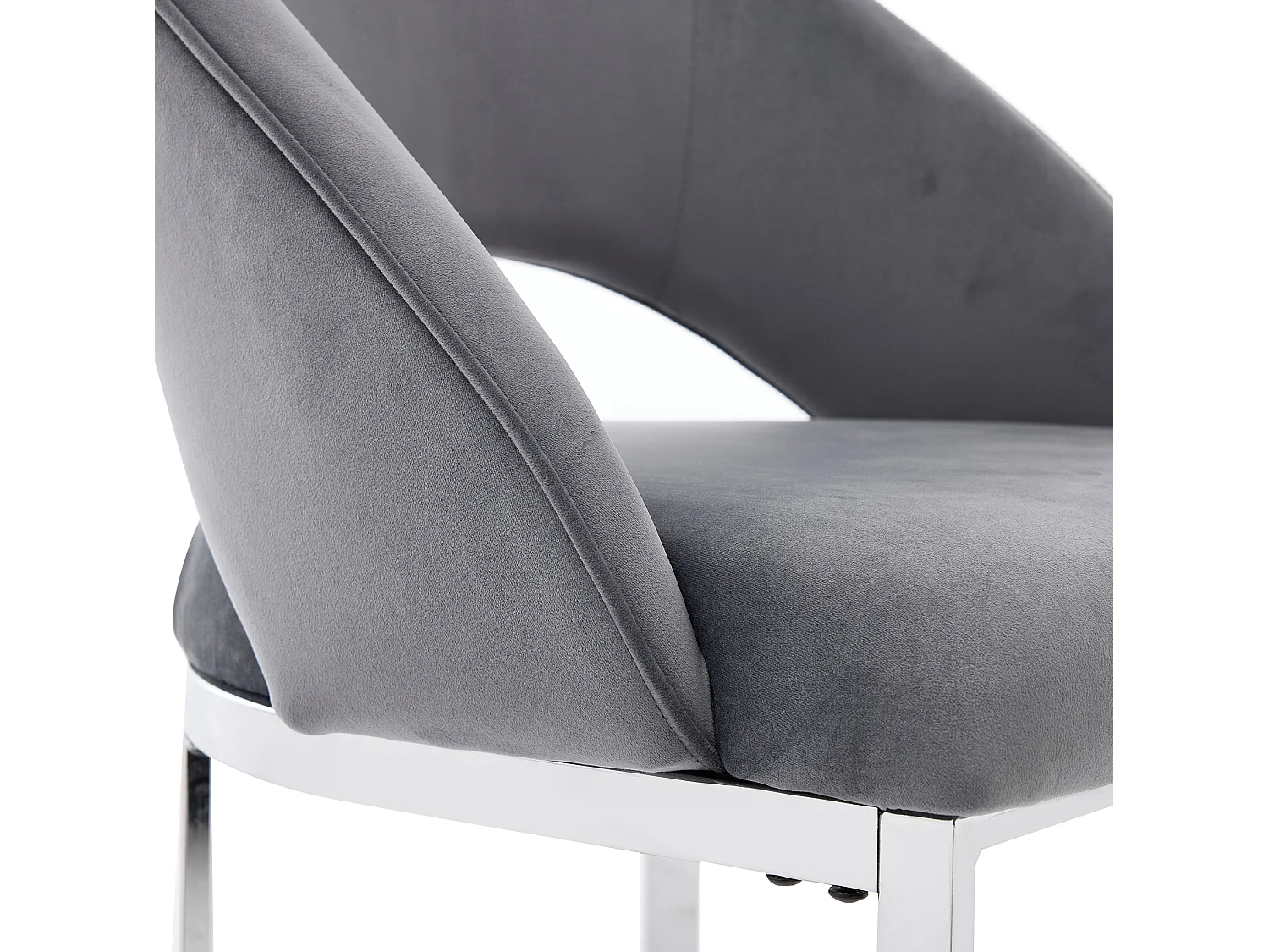 Lot de 4 chaises en tissu bouclé - Style moderne - Gris et argenté