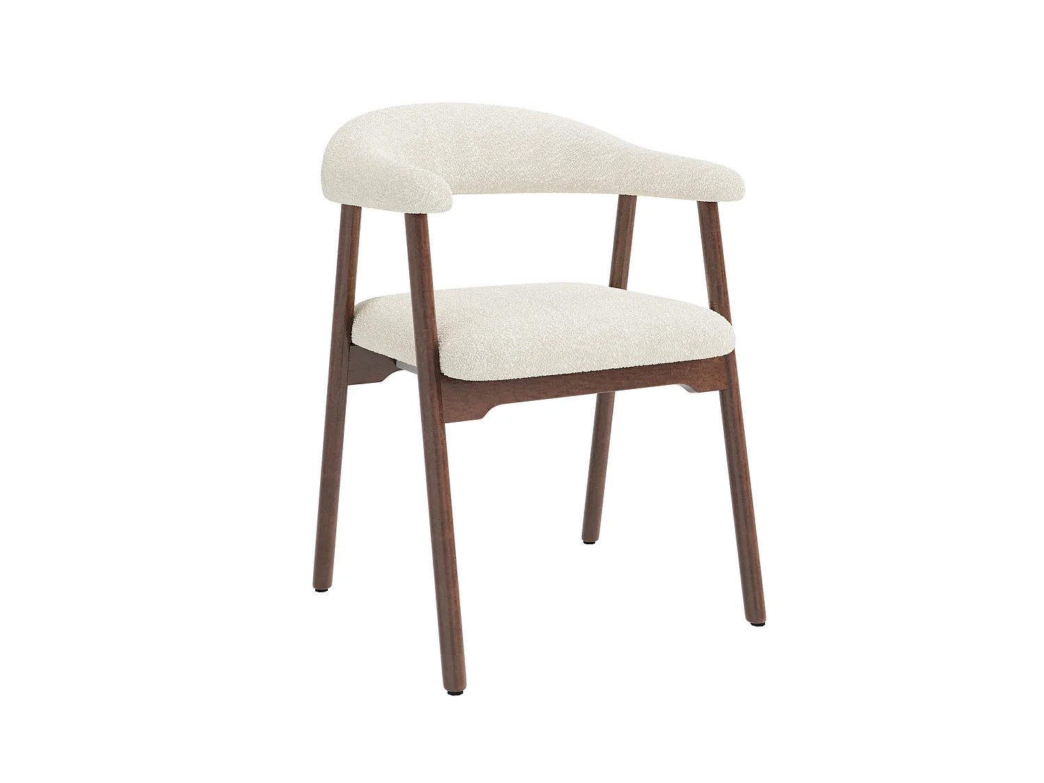 Lot de 4 chaises en bois et tissu bouclé - Marron et beige