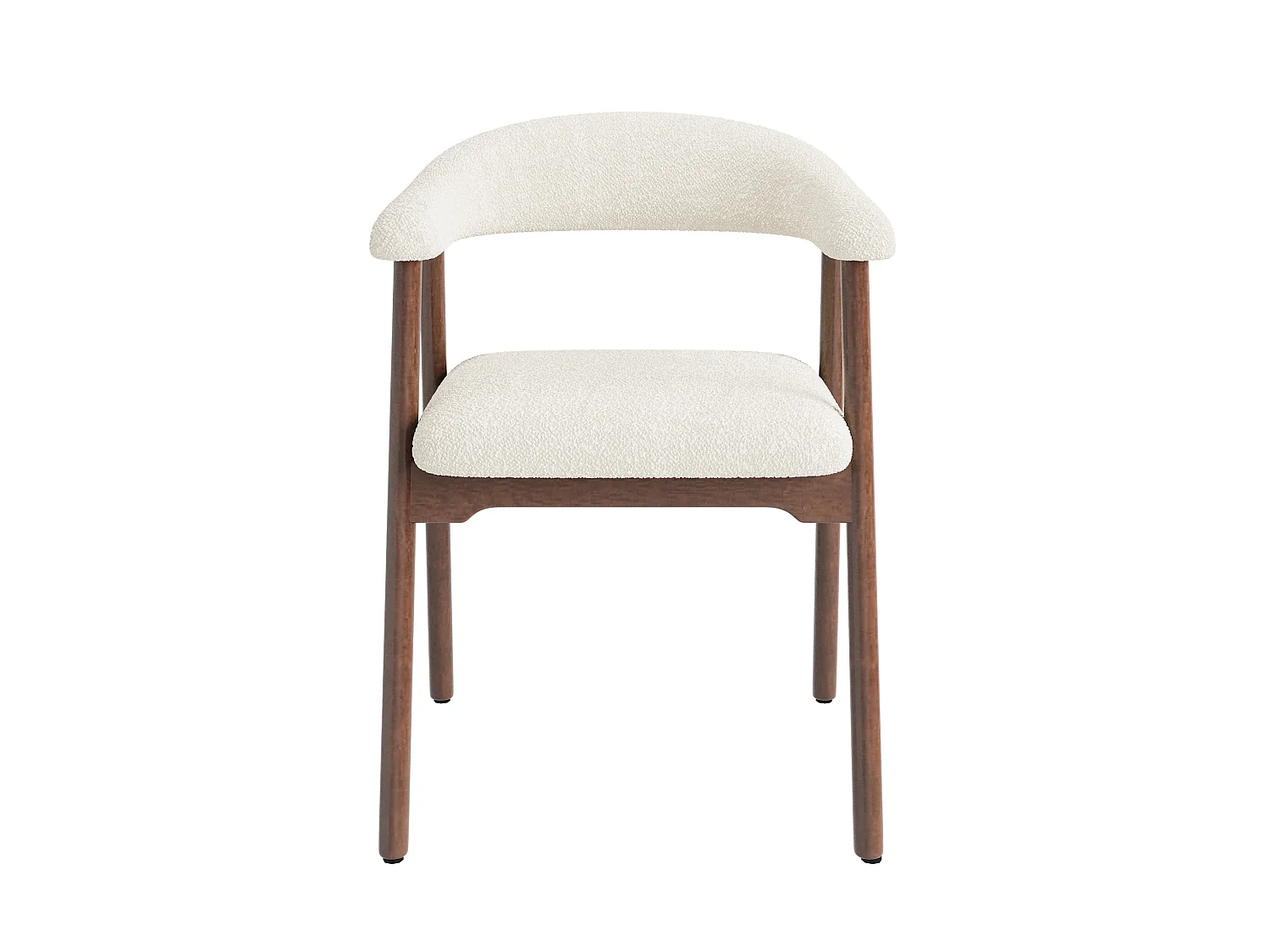 Lot de 4 chaises en bois et tissu bouclé - Marron et beige