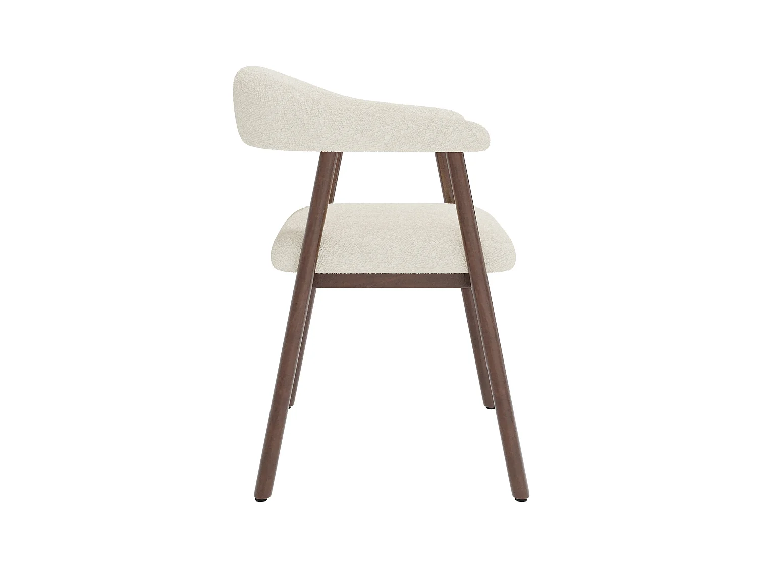 Lot de 4 chaises en bois et tissu bouclé - Marron et beige