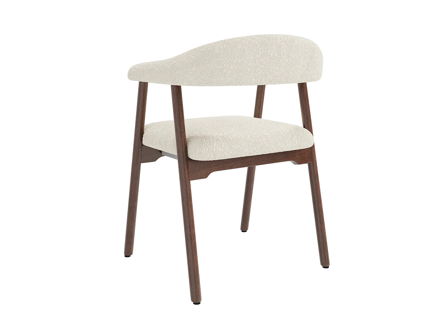 Lot de 4 chaises en bois et tissu bouclé - Marron et beige