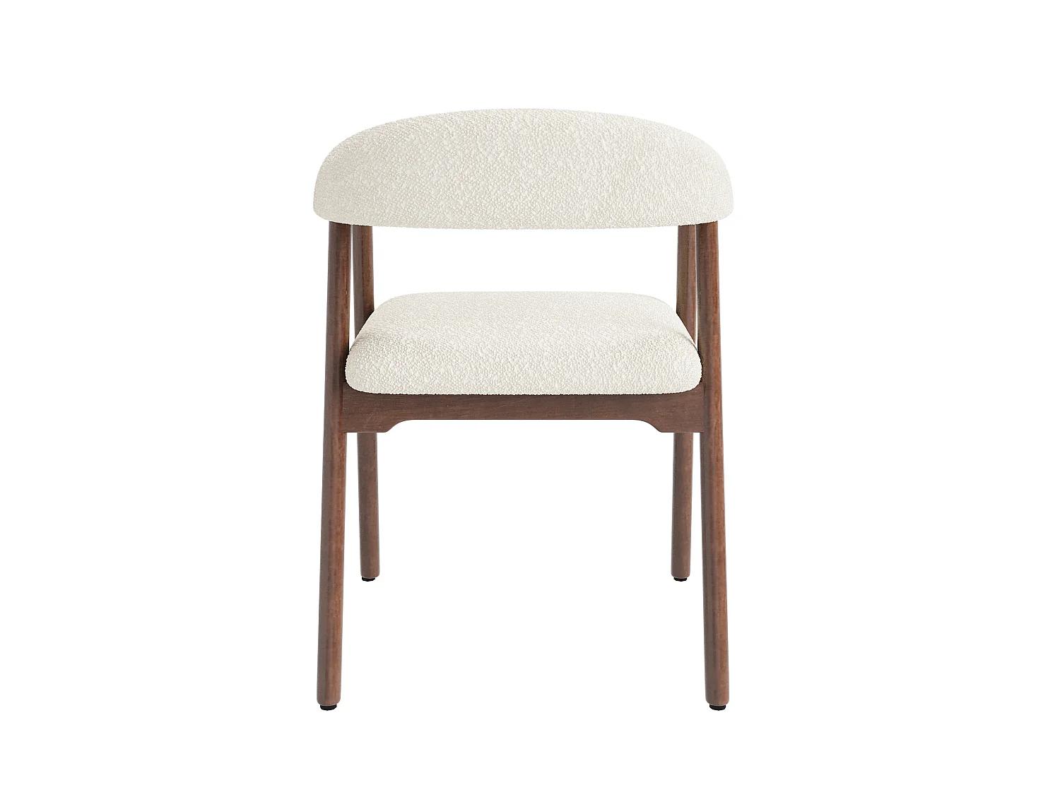 Lot de 4 chaises en bois et tissu bouclé - Marron et beige