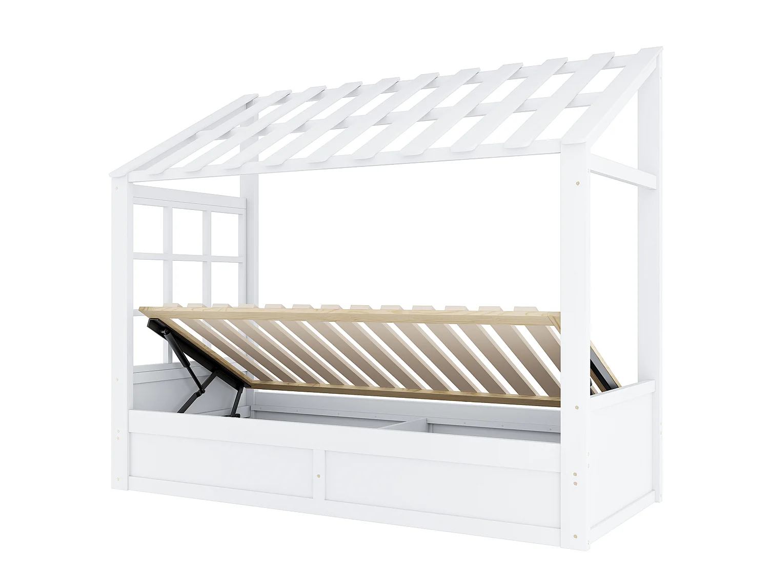 Lit coffre enfant 90x200 cm blanc - Lit cabane en bois
