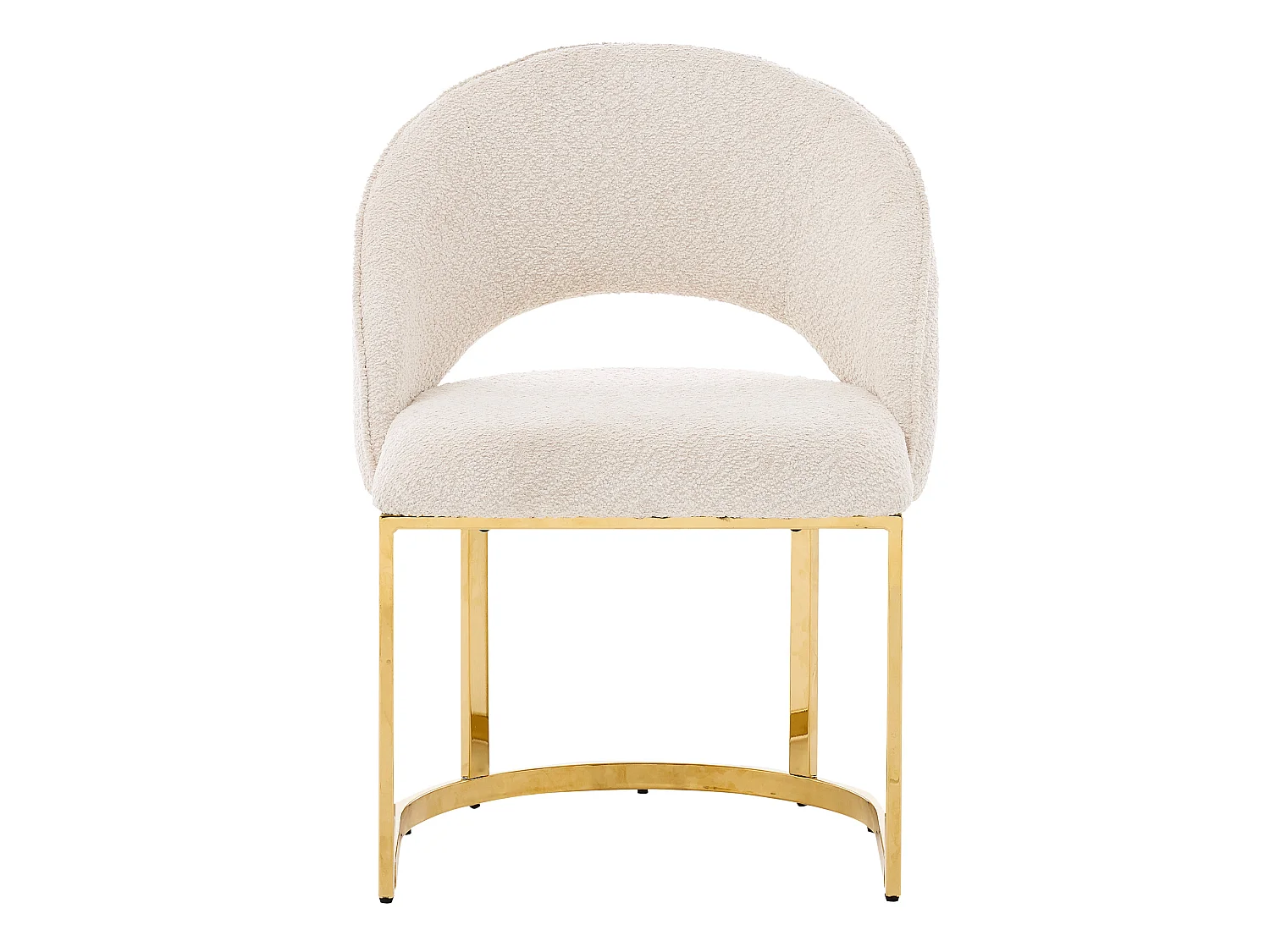 Juego de 4 sillas de tela bouclé - Estilo moderno - Beige y dorado