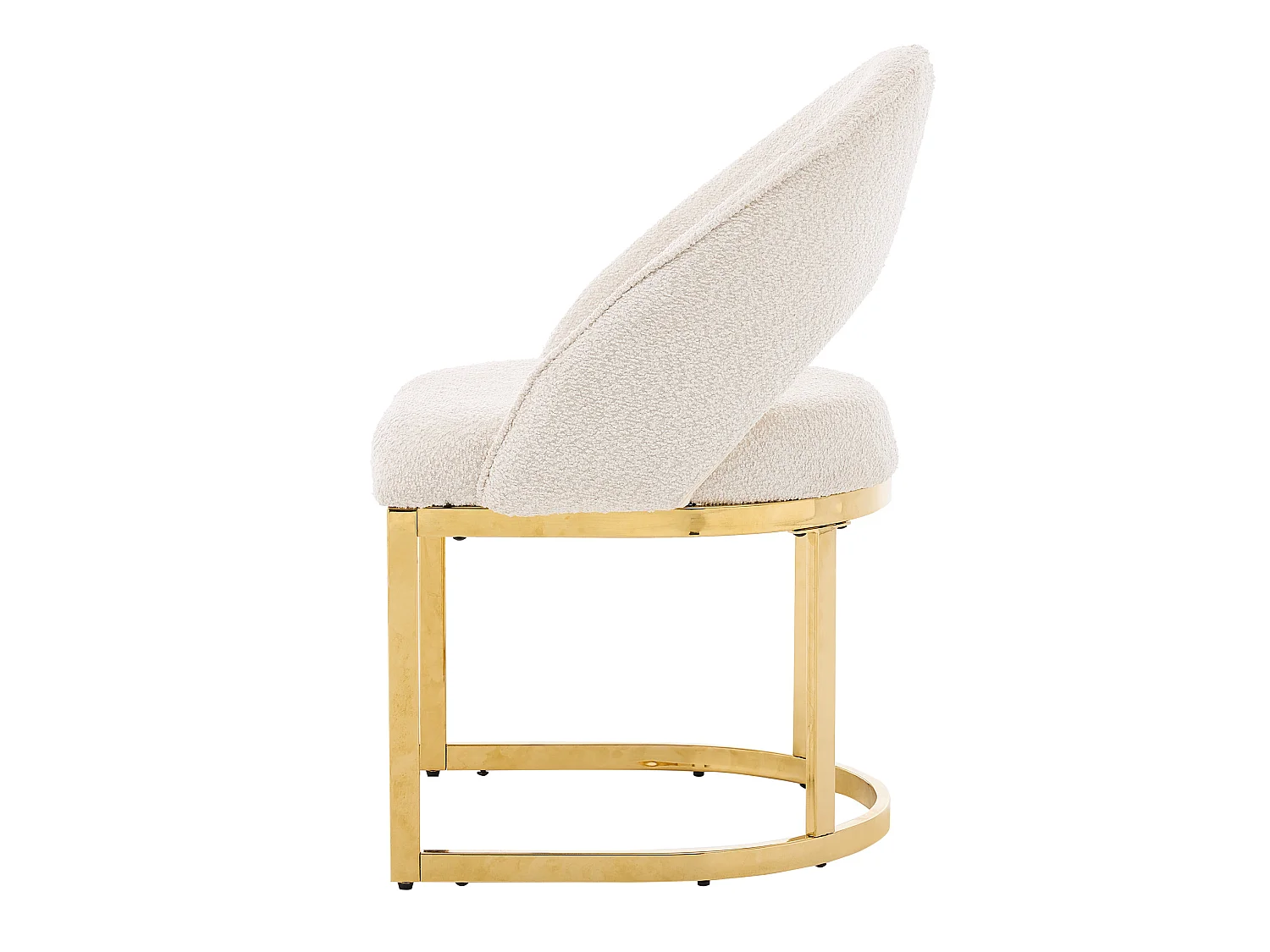 Juego de 4 sillas de tela bouclé - Estilo moderno - Beige y dorado