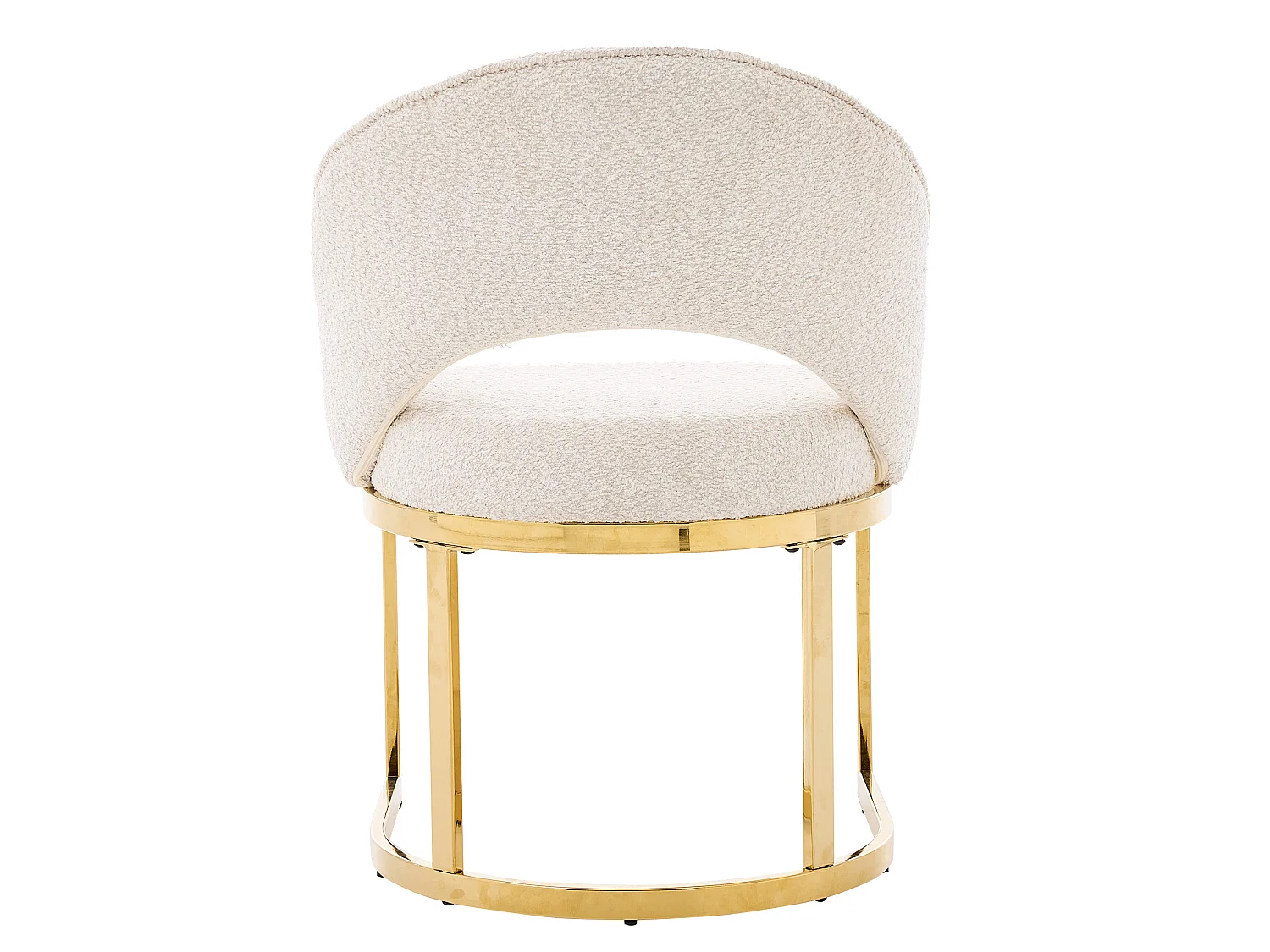Juego de 4 sillas de tela bouclé - Estilo moderno - Beige y dorado