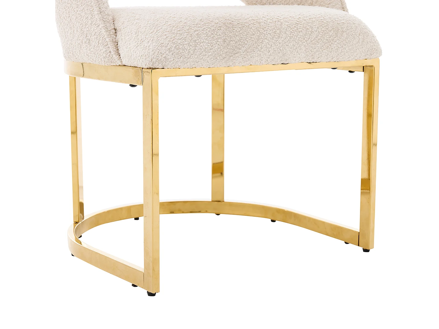 Juego de 4 sillas de tela bouclé - Estilo moderno - Beige y dorado