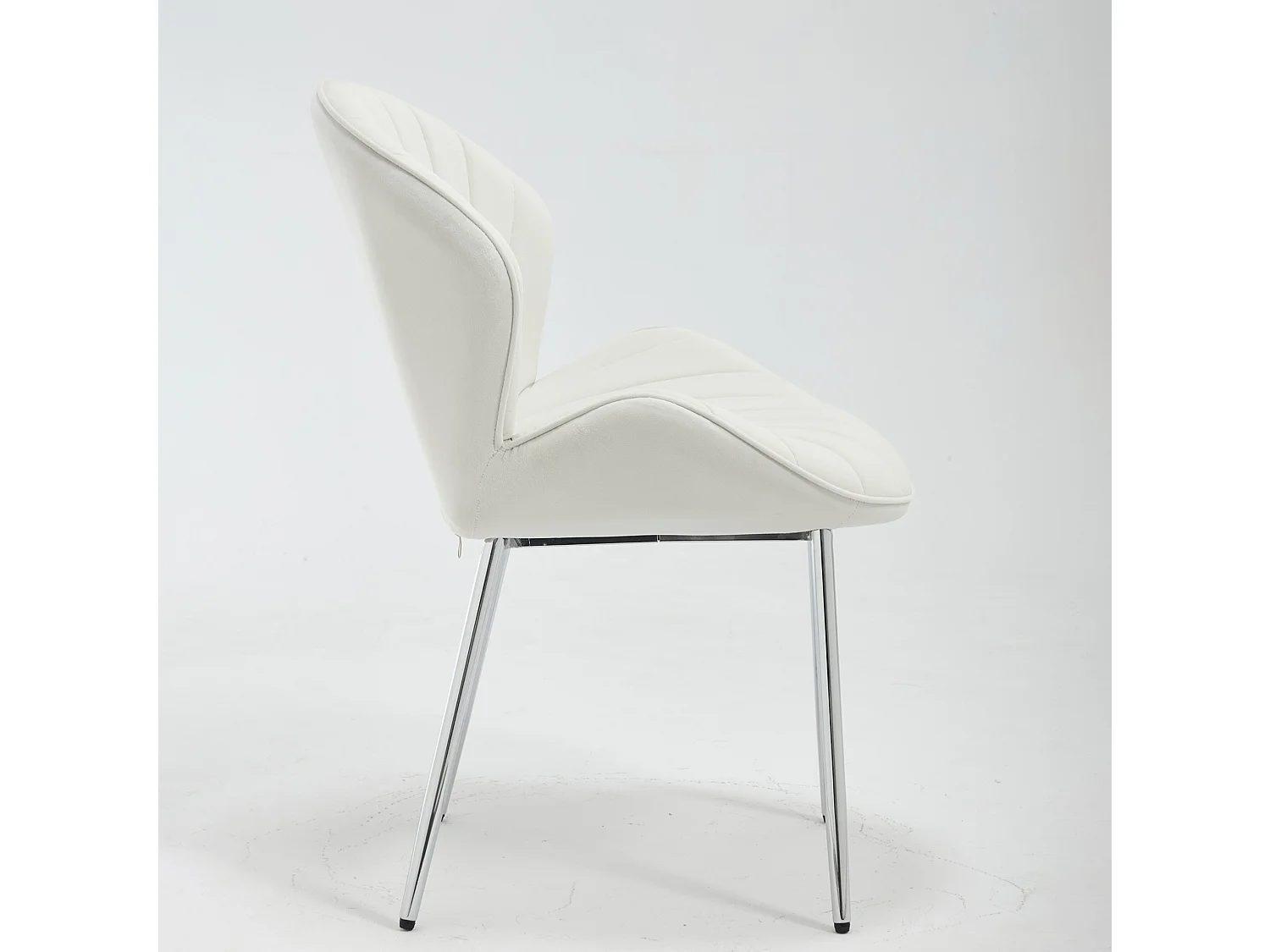 Set van 2 fluwelen stoelen met gebogen rugleuning en open achterzijde – Zonder armleuningen – Ivoorwit